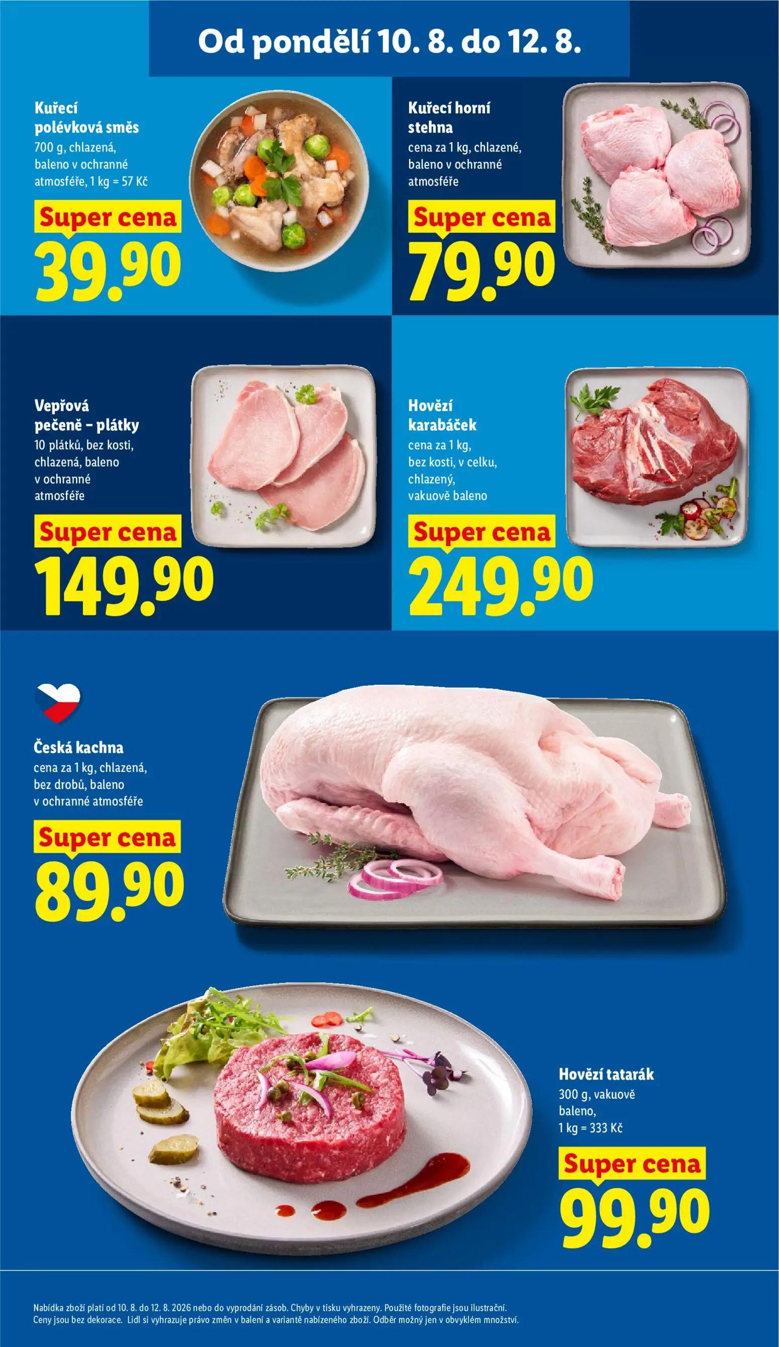 Lidl leták, strana 15 z 44 — Kuřecí polévková směs, Kuřecí horní stehna, Vepřová pečeně - plátky