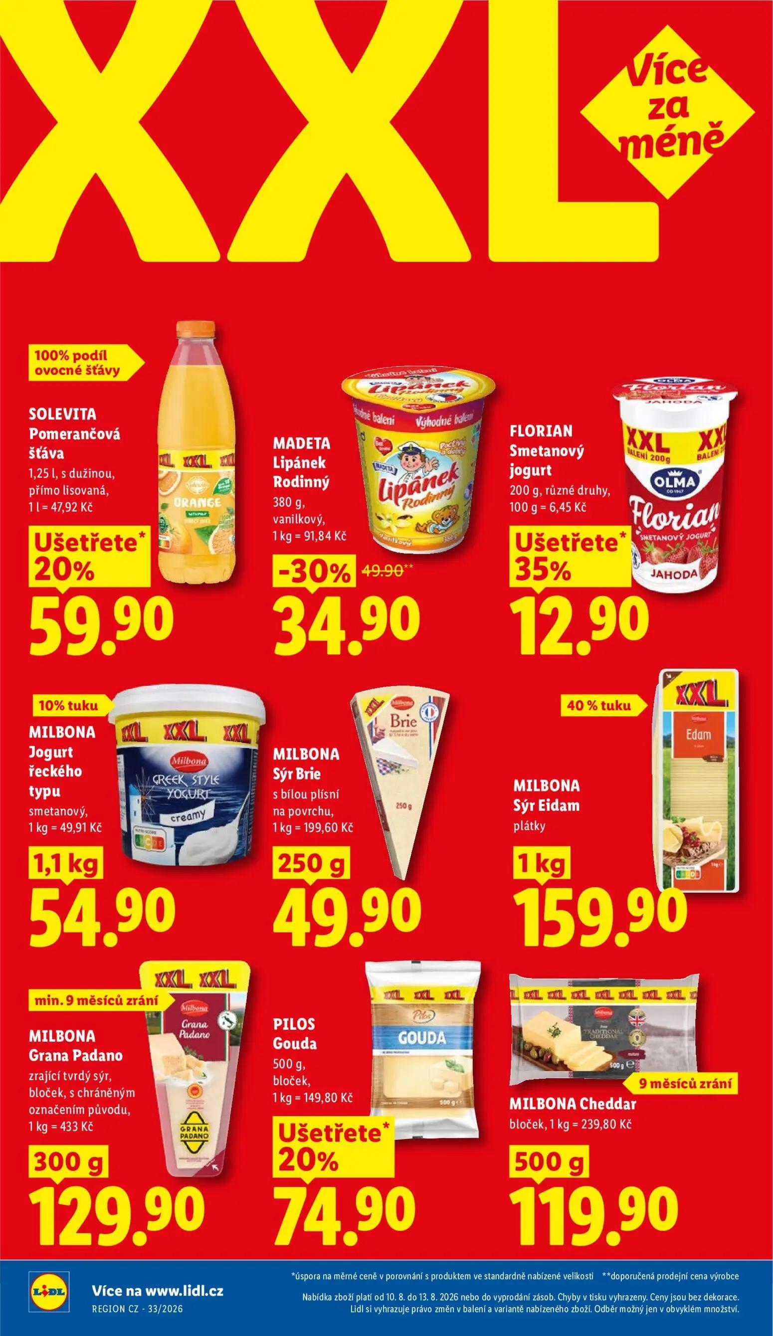 Lidl leták, strana 16 z 44 — MILBONA Sýr Eidam, MILBONA Grana Padano, PILOS Gouda
