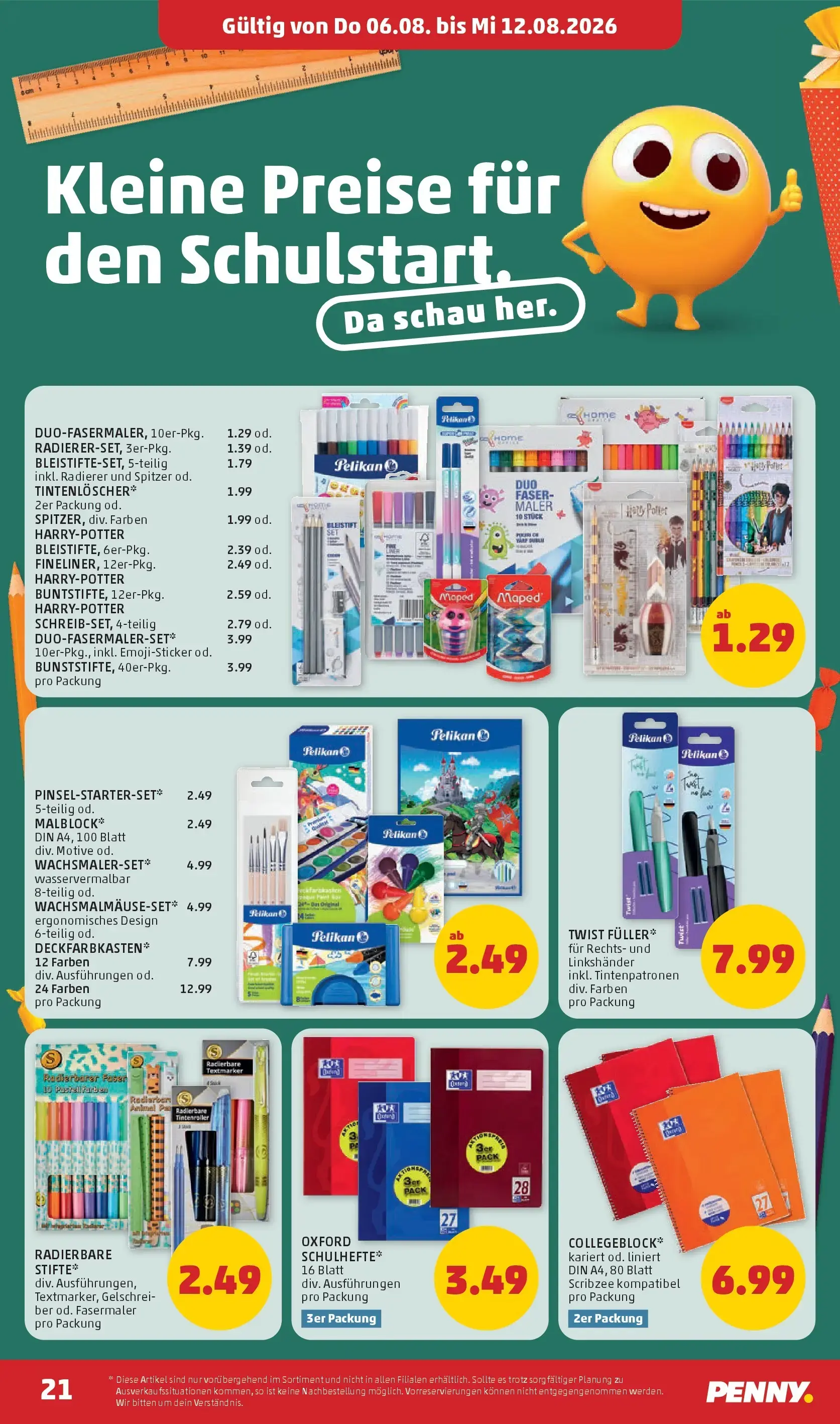 PENNY Prospekt, Seite 21 von 28 — DECKFARBKASTEN, DUO-FASERMALER-SET, BUNSTSTIFTE