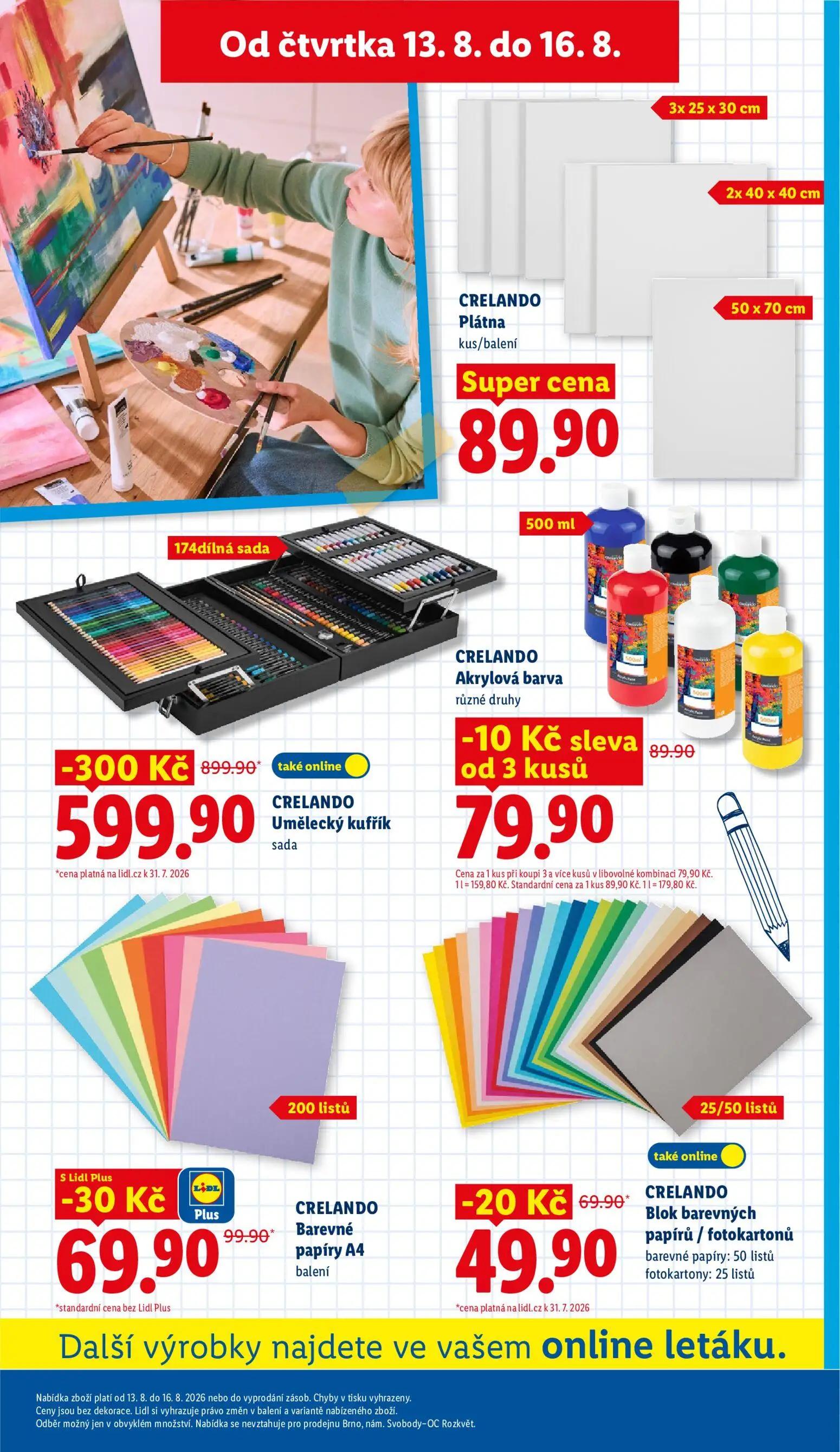 Lidl leták, strana 35 z 52 — CRELANDO Barevné papíry A4, CRELANDO Akrylová barva, CRELANDO Plátna