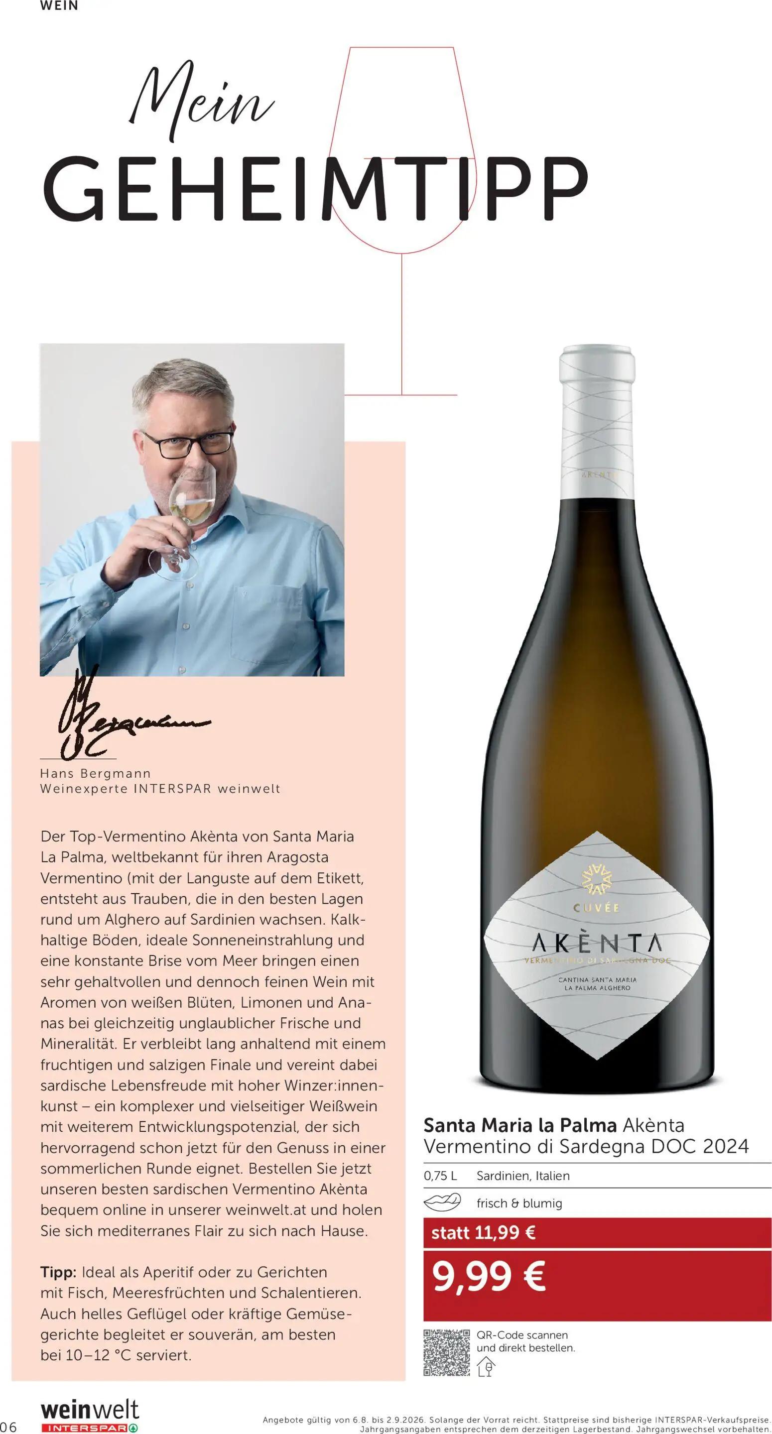 Interspar Prospekt, Seite 6 von 24 — Santa Maria la Palma Akènta Vermentino di Sardegna DOC 2024