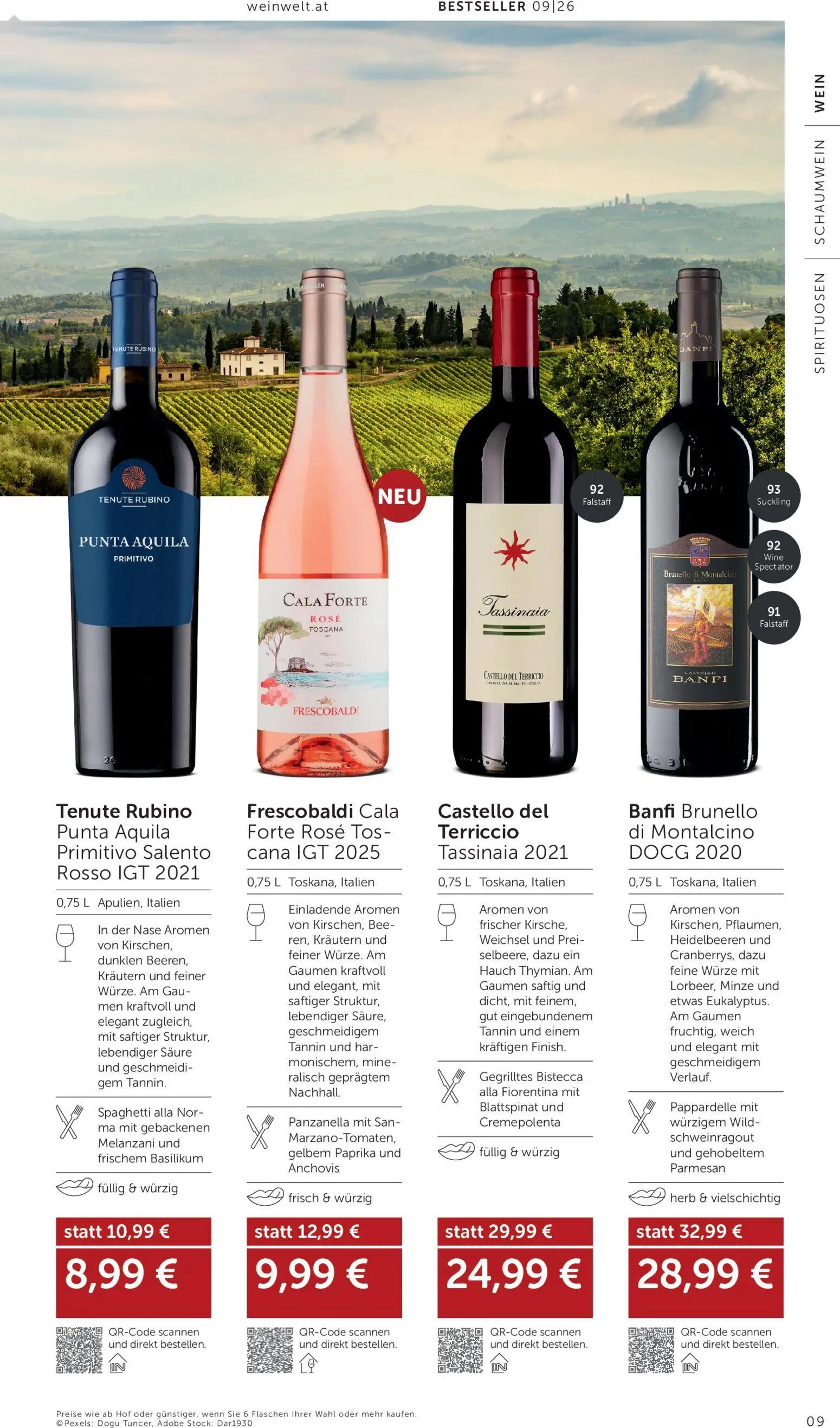 Interspar Prospekt, Seite 9 von 24 — Castello del Terriccio Tassinaia 2021, Banfi Brunello di Montalcino DOCG 2020, Frescoba…
