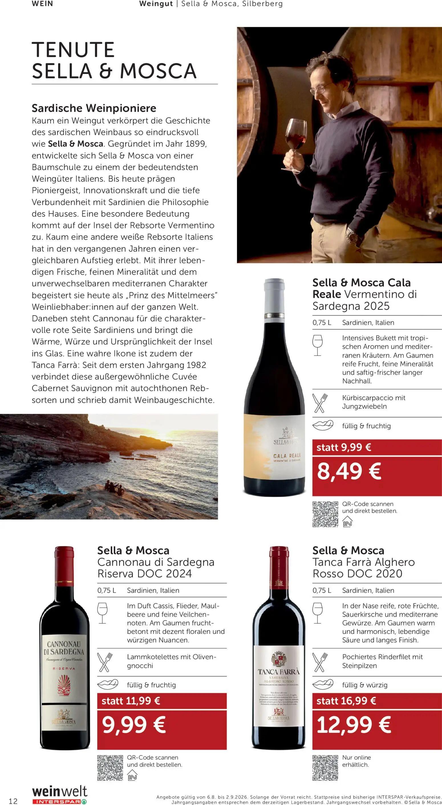 Interspar Prospekt, Seite 12 von 24 — Sella & Mosca Tanca Farrà Alghero Rosso DOC 2020, Sella & Mosca Cannonau di Sardegna R…