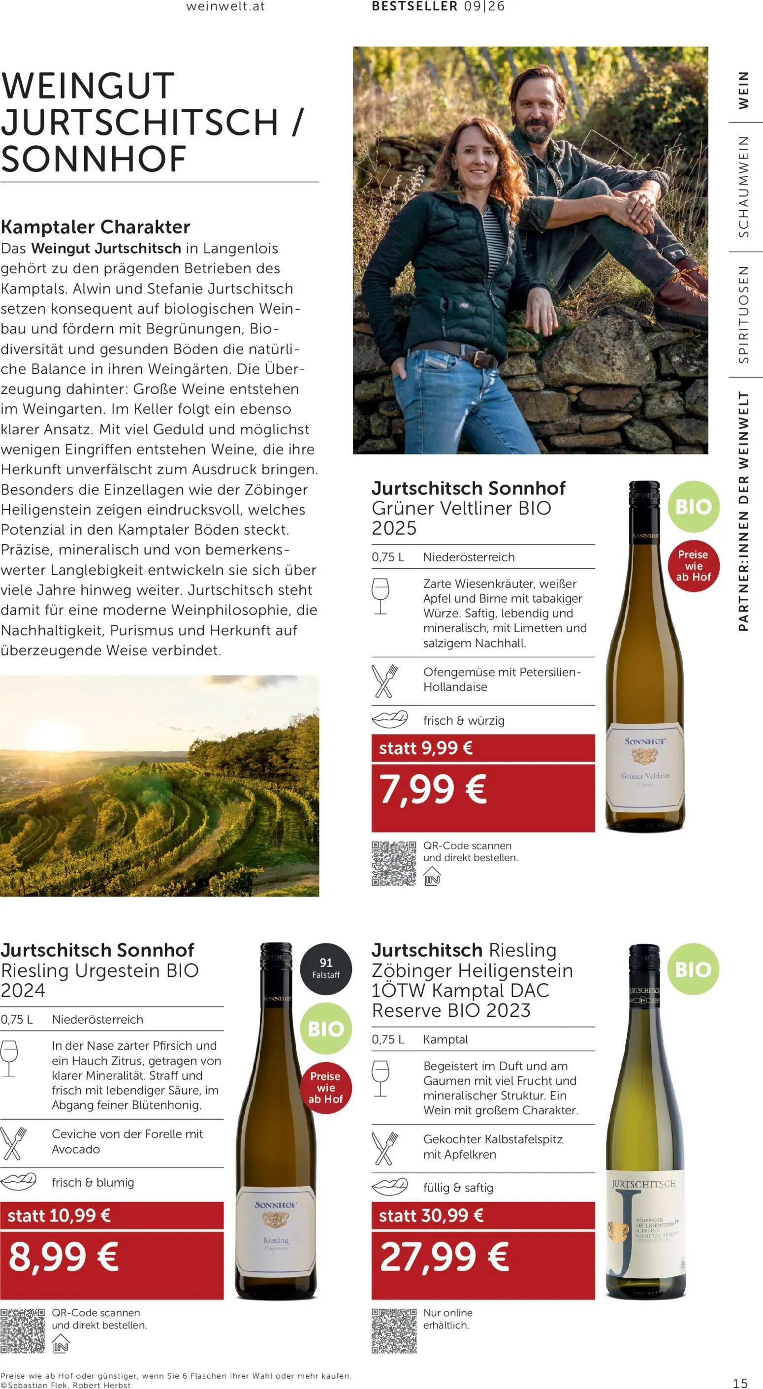 Interspar Prospekt, Seite 15 von 24 — Jurtschitsch Riesling Zöbinger Heiligenstein 1ÖTW Kamptal DAC Reserve BIO 2023, Jurtsc…