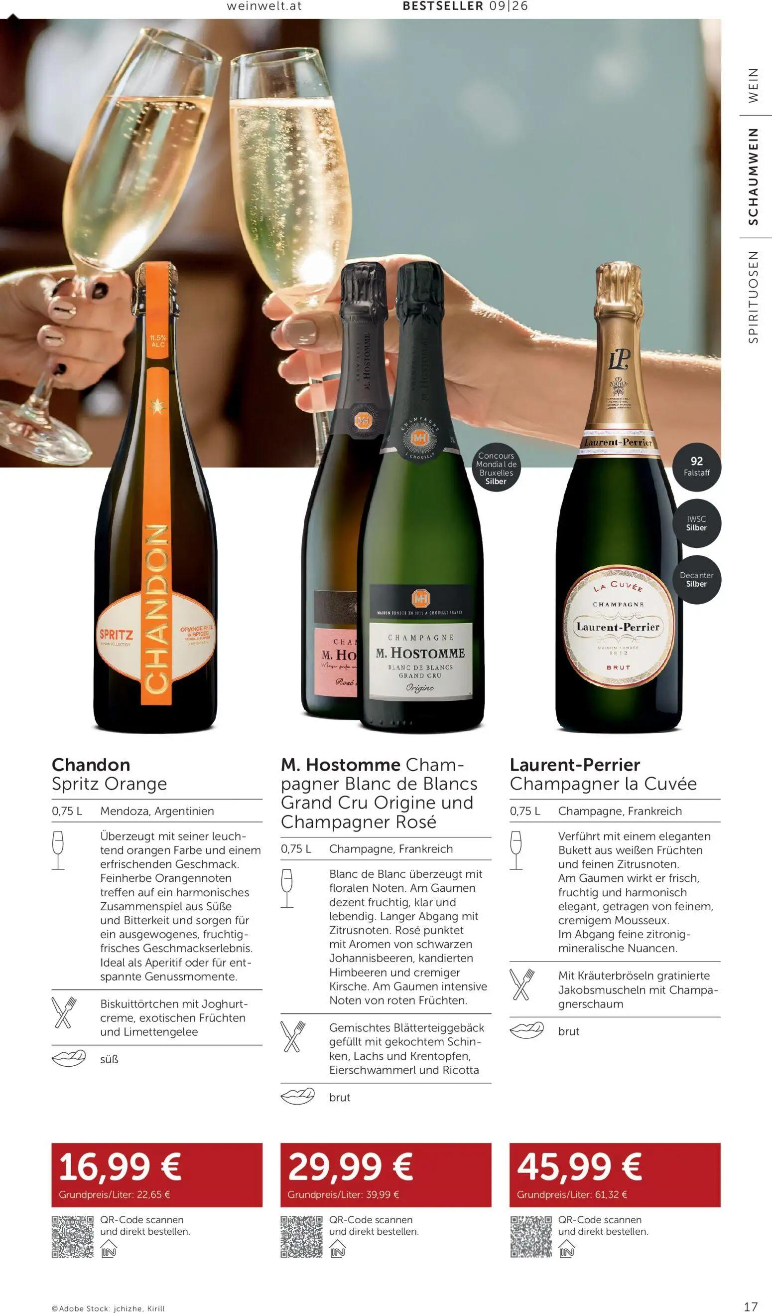 Interspar Prospekt, Seite 17 von 24 — M. Hostomme Champagner Blanc de Blancs Grand Cru Origine und Champagner Rosé, Laurent-…