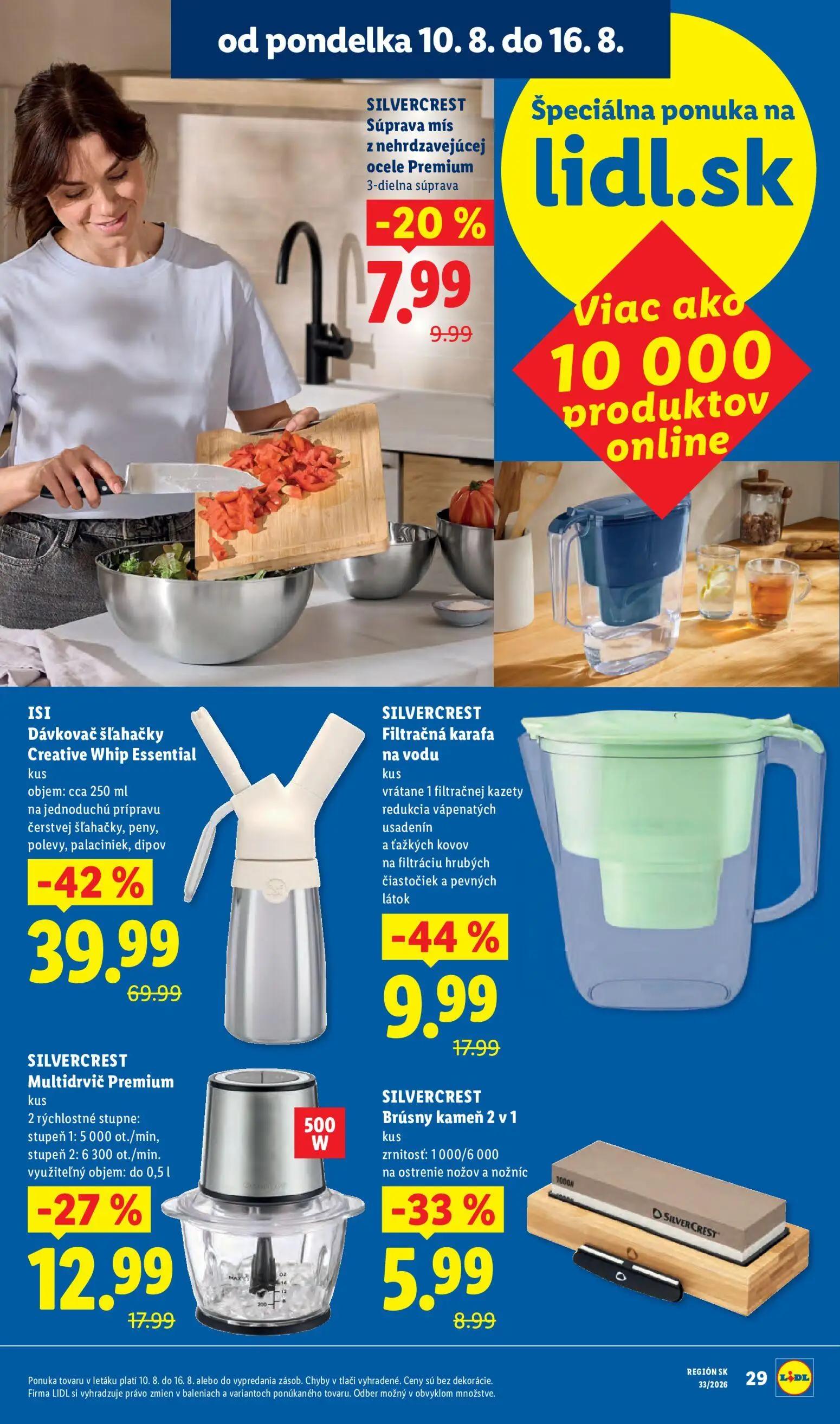Lidl leták, strana 8 z 97 — Filtračná karafa na vodu, Brúsny kameň 2 v 1