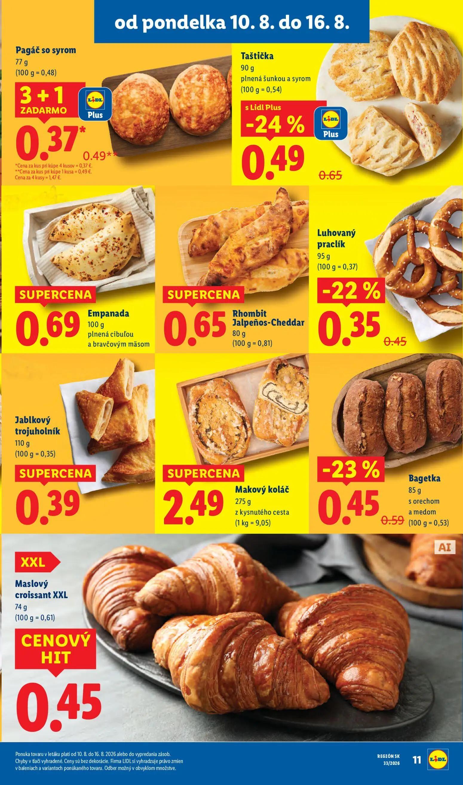 Lidl leták, strana 15 z 97 — Taštička, Bagetka, Pagáč so syrom