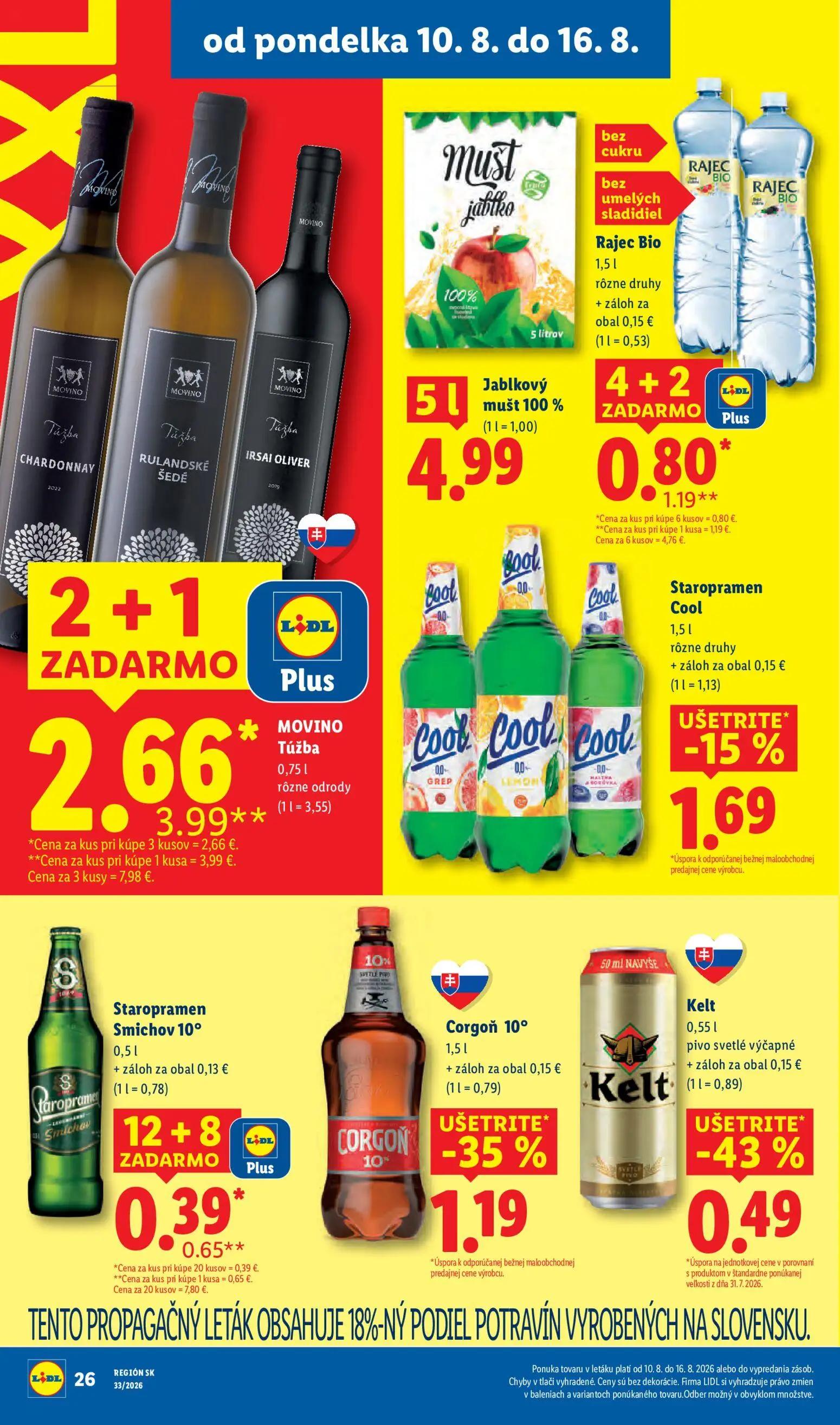 Lidl leták, strana 32 z 97 — MOVINO Túžba, Corgoň 10°, Rajec Bio