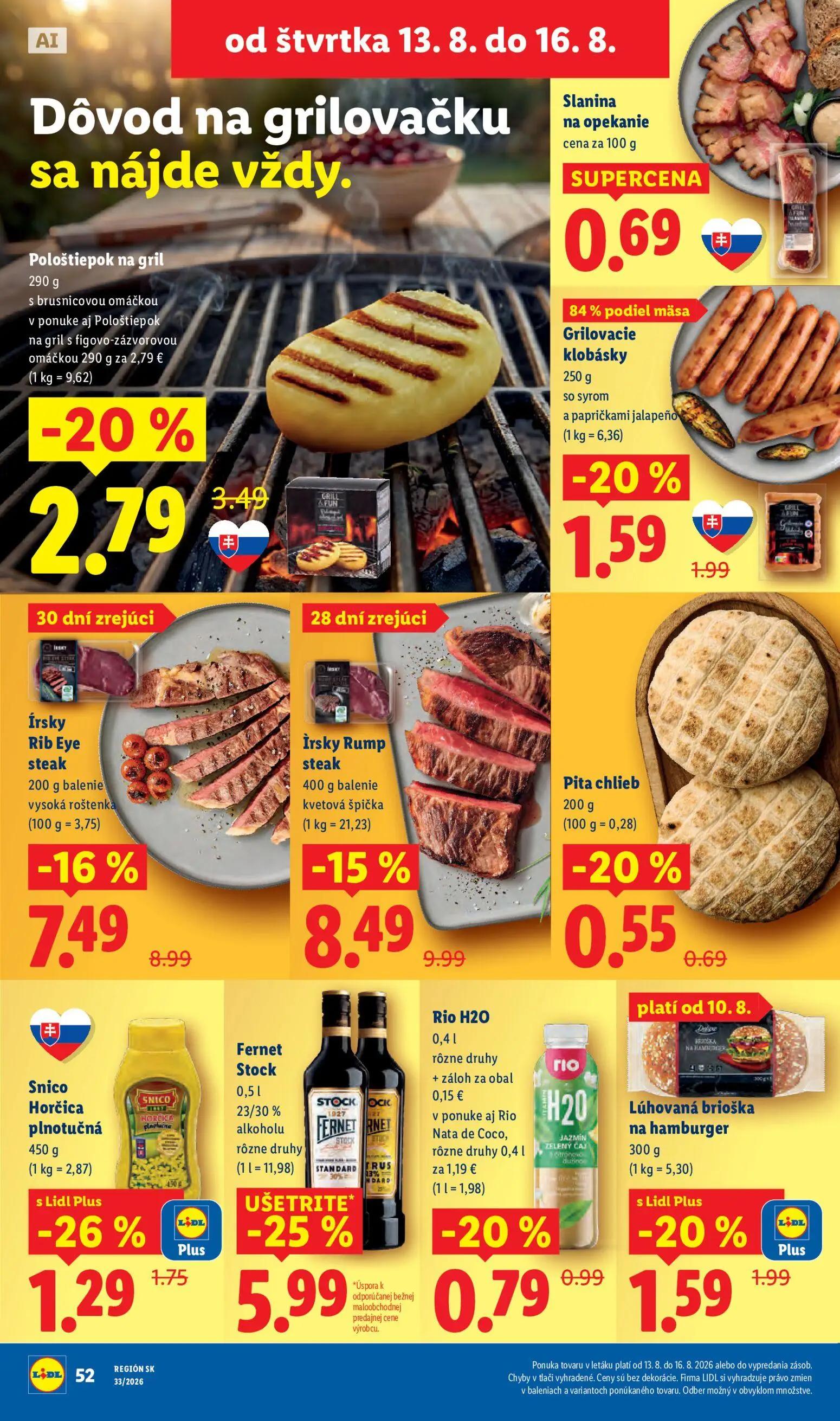 Lidl leták, strana 68 z 97 — Pološtiepok na gril, Snico Horčica plnotučná, Grilovacie klobásky