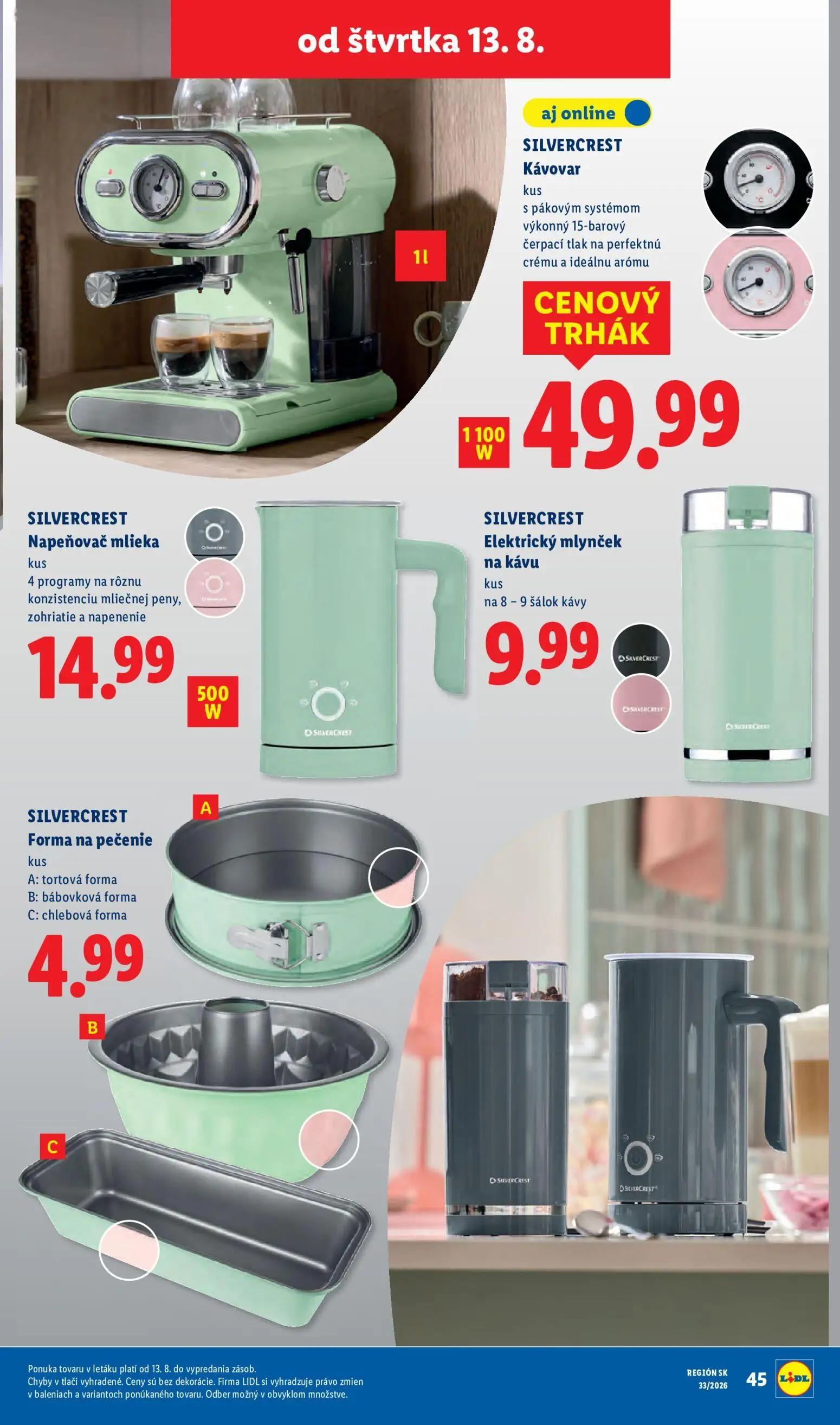 Lidl leták, strana 87 z 97 — Kávovar, Napeňovač mlieka, Elektrický mlynček na kávu
