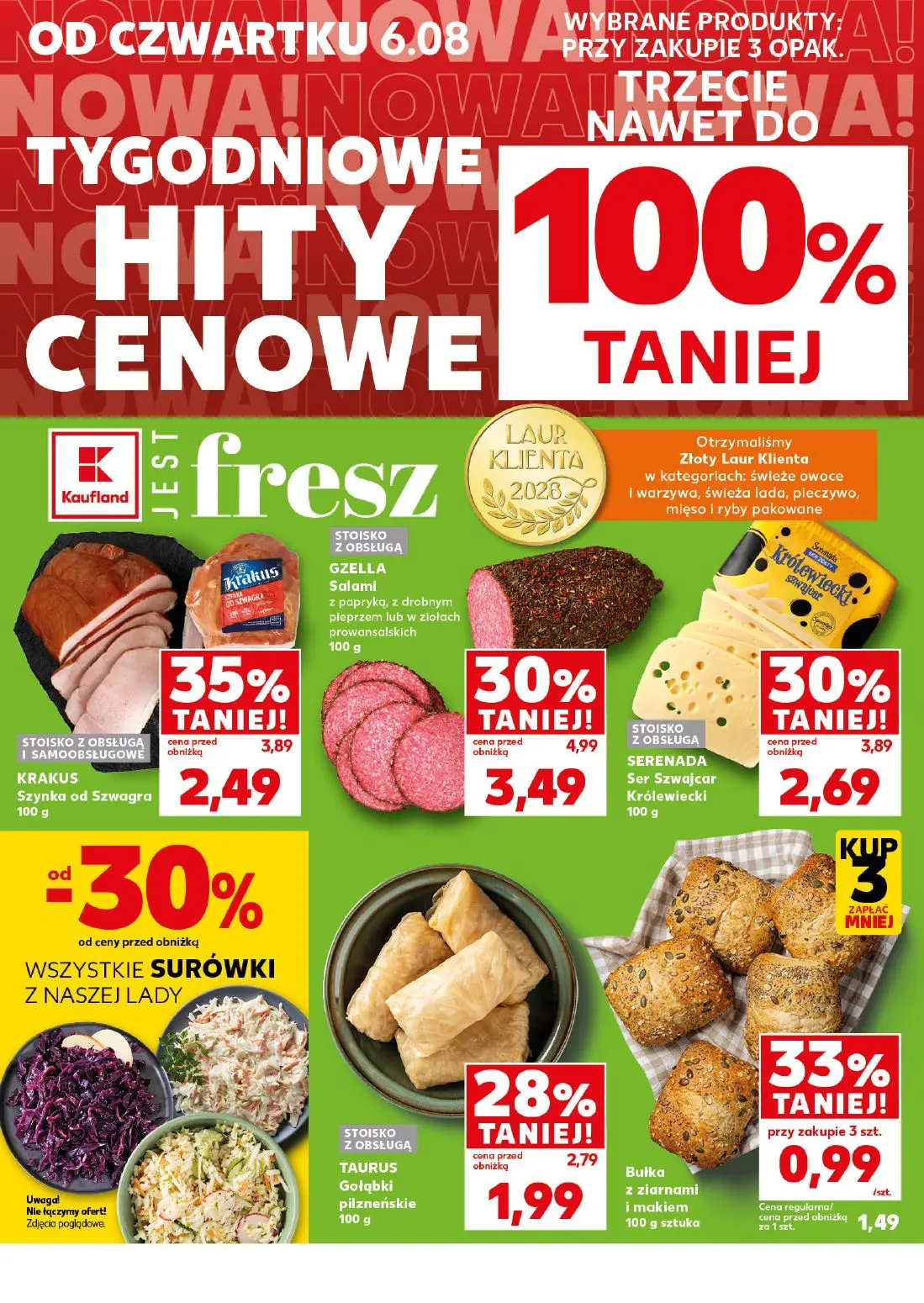 Kaufland gazetka, strona 8 z 24 — GZELLA Salami, KRAKUS Szynka od Szwagra, SERENADA Ser Szwajcar Królewic