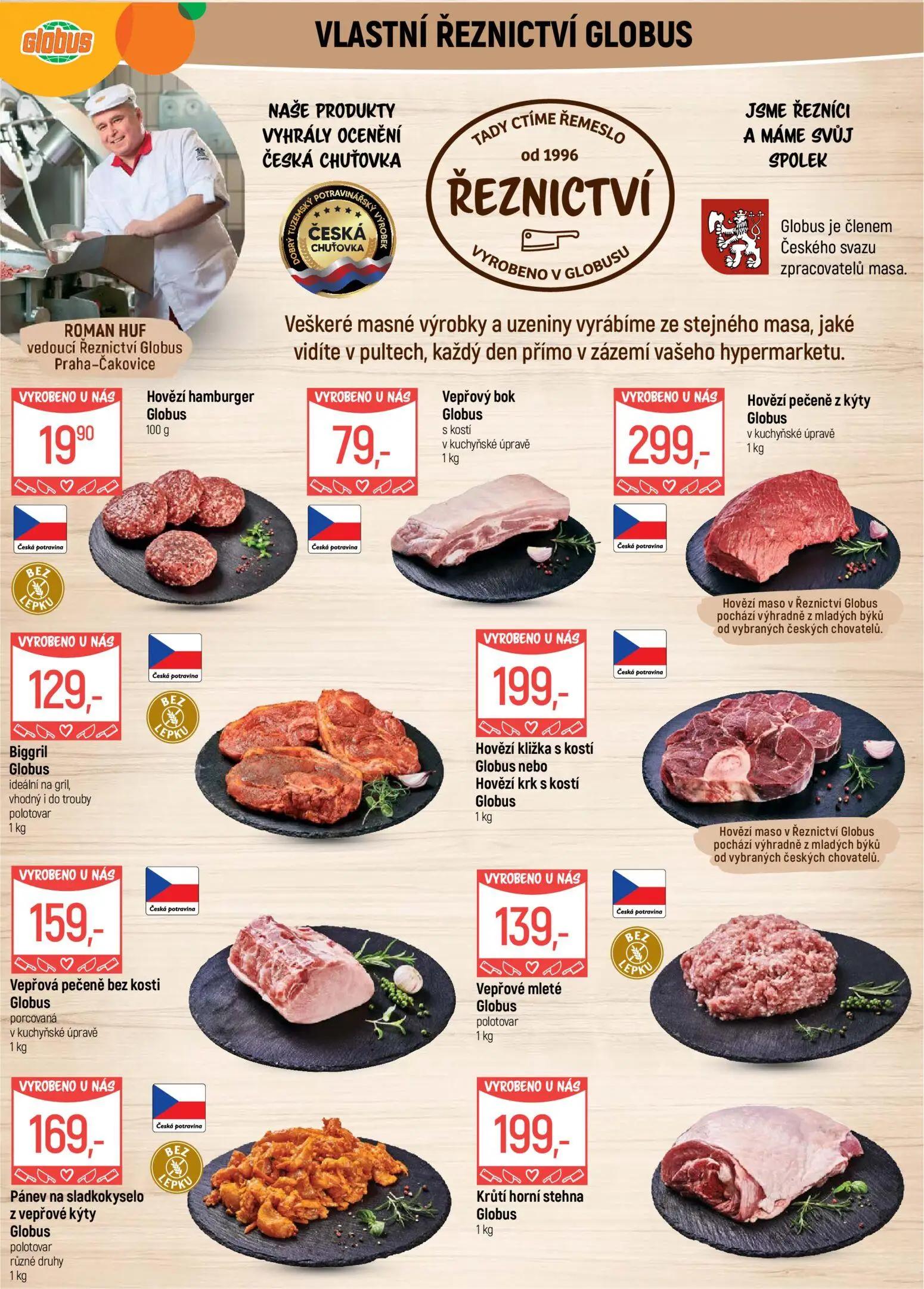 GLOBUS leták, strana 5 z 50 — Hovězí hamburger Globus, Vepřový bok Globus, Hovězí pečeně z kýty Globus