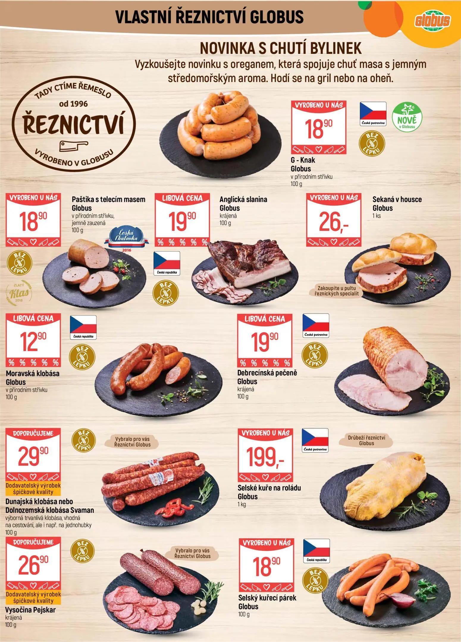GLOBUS leták, strana 6 z 50 — G - Knak Globus, Paštika s telecím masem Globus, Anglická slanina Globus