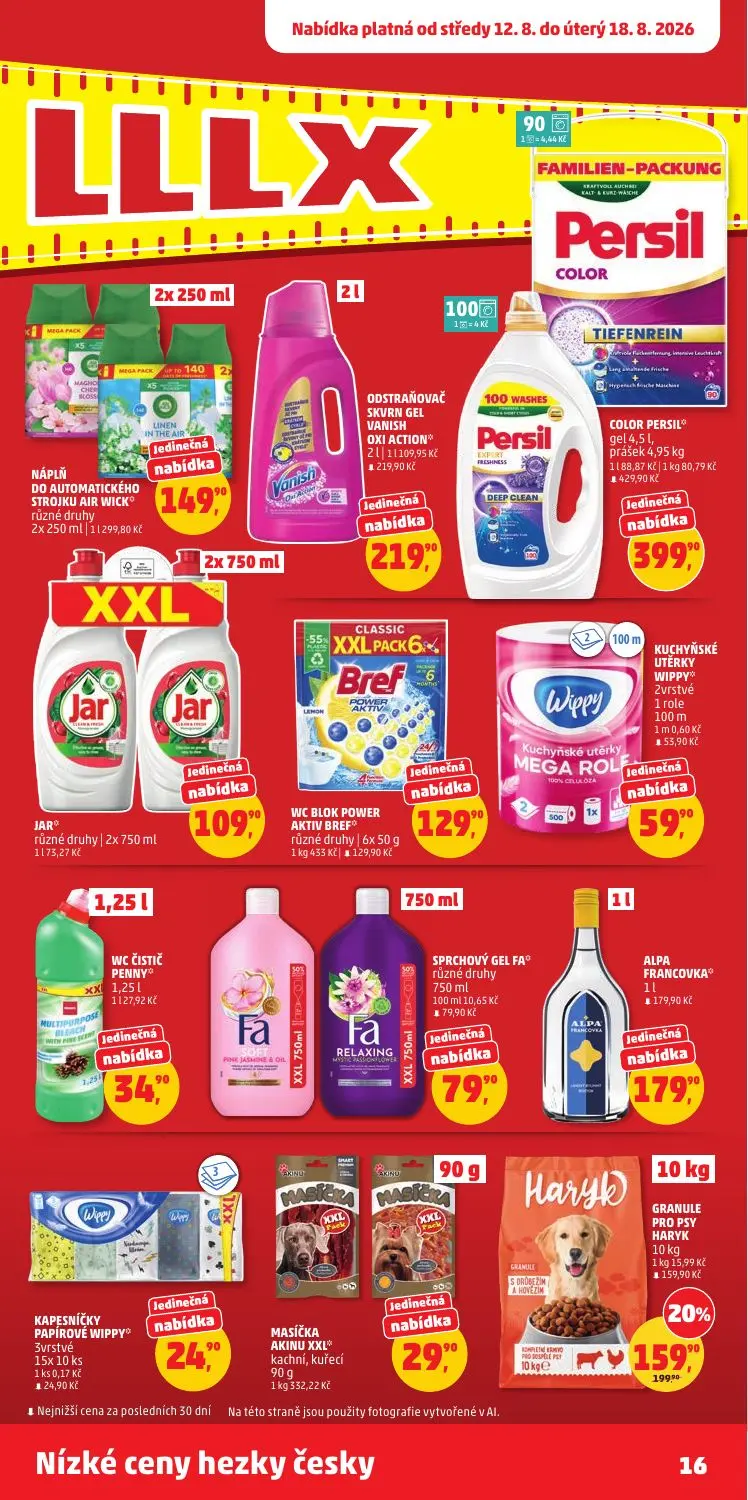 PENNY leták, strana 16 z 36 — NÁPLŇ DO AUTOMATICKÉHO STROJKU AIR WICK, COLOR PERSIL gel, COLOR PERSIL prášek