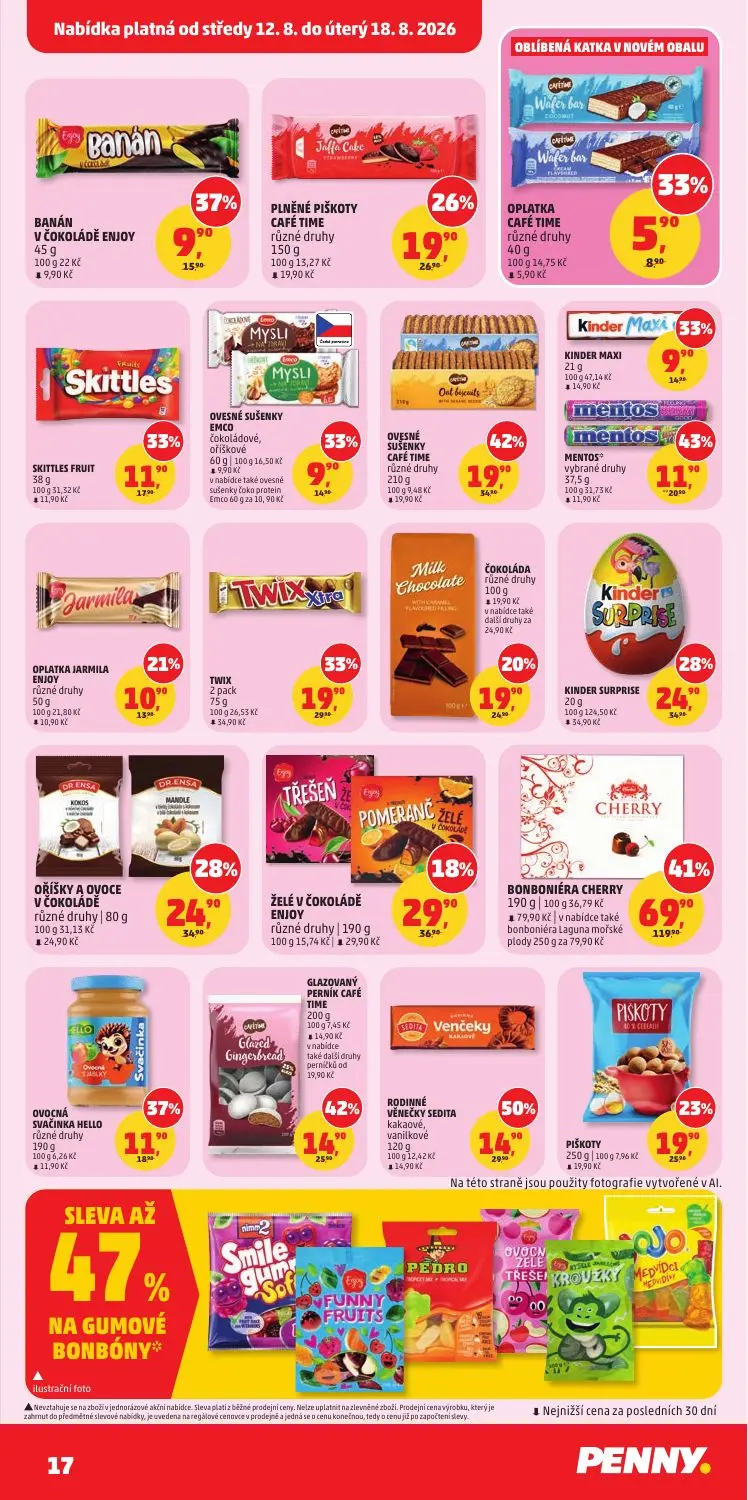 PENNY leták, strana 17 z 36 — BONBONIÉRA CHERRY, TWIX, OVESNÉ SUŠENKY CAFÉ TIME