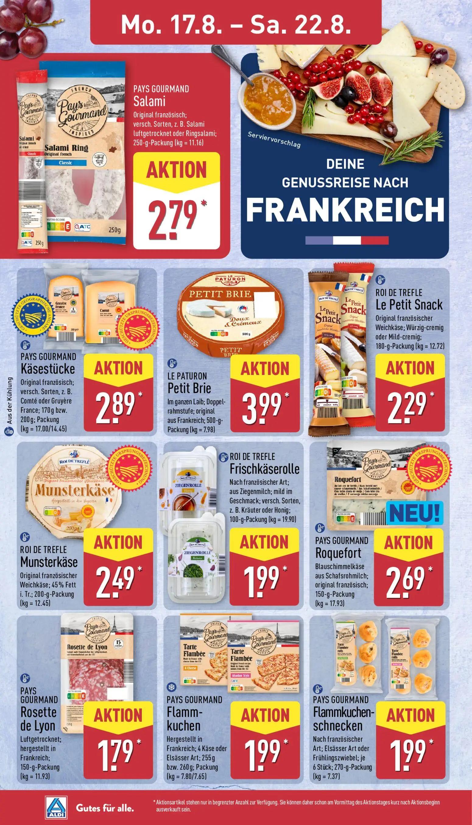 Aldi Nord Prospekt, Seite 10 von 39 — PAYS GOURMAND Salami, PAYS GOURMAND Roquefort, PAYS GOURMAND Rosette de Lyon