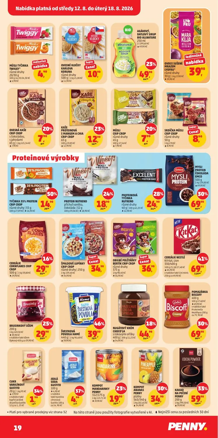 PENNY leták, strana 19 z 36 — CEREÁLIE NESTLÉ Kit Kat, Lion, ŠVESTKOVÁ POVIDLA HAMÉ, POMAZÁNKA BISCOFF
