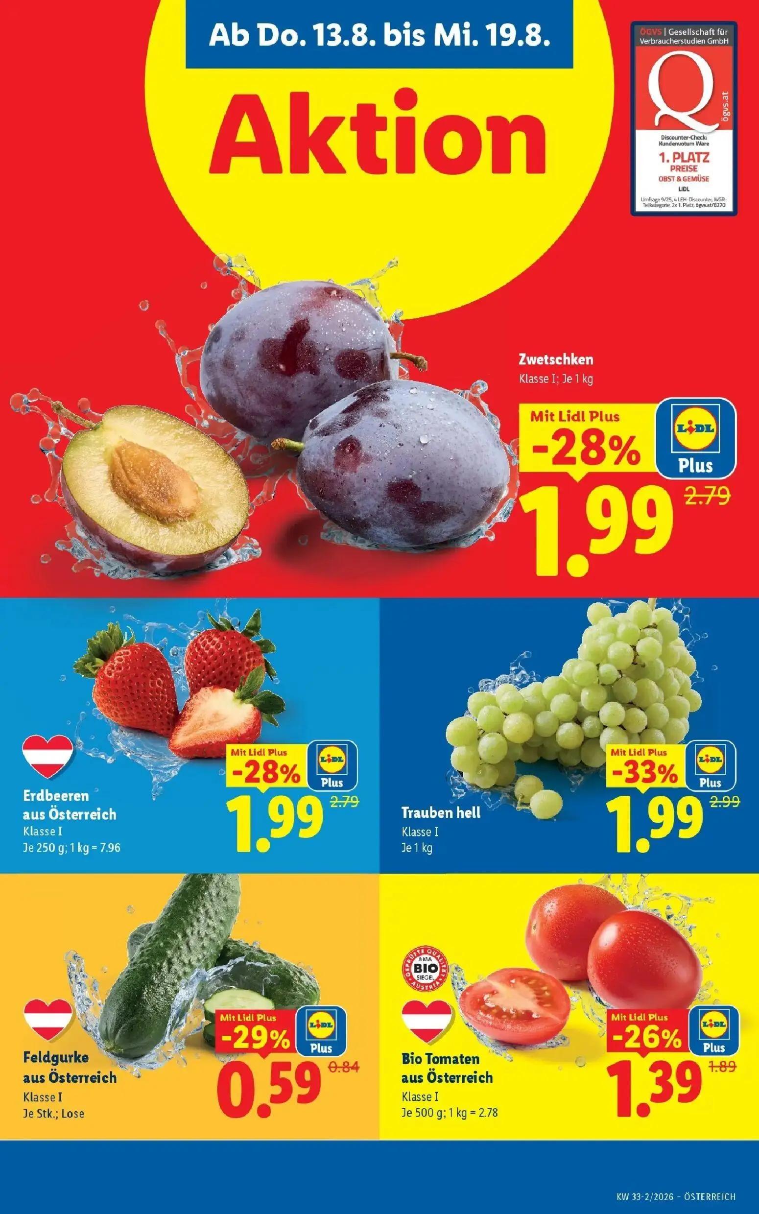 Lidl Prospekt, Seite 5 von 51 — Trauben hell, Zwetschken, Erdbeeren aus Österreich