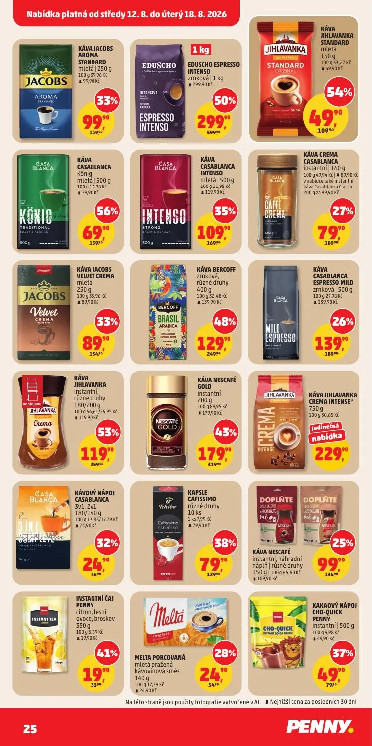 PENNY leták, strana 25 z 36 — EDUSCHO ESPRESSO INTENSO zrnková, KÁVA JIHLAVANKA instantní, různé druhy, KÁVA NESCAFÉ GOLD in…