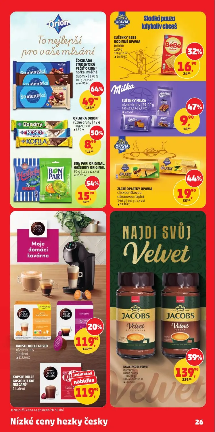 PENNY leták, strana 26 z 36 — KÁVA JACOBS VELVET, KAPSLE DOLCE GUSTO, BON PARI ORIGINAL, HAŠLERKY ORIGINAL