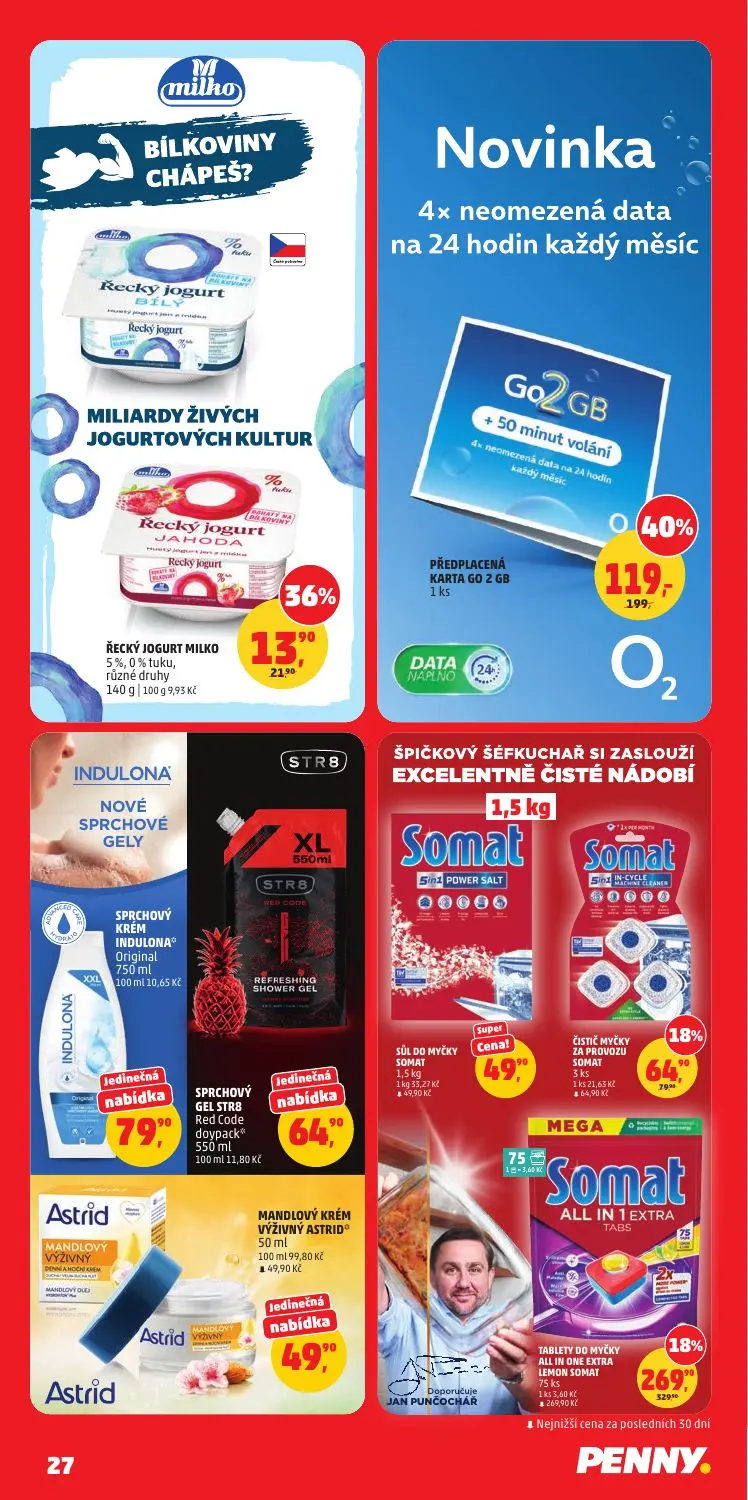 PENNY leták, strana 27 z 36 — TABLETY DO MYČKY ALL IN ONE EXTRA LEMON SOMAT, ČISTIČ MYČKY ZA PROVOZU SOMAT, ŘECKÝ JOGURT MIL…