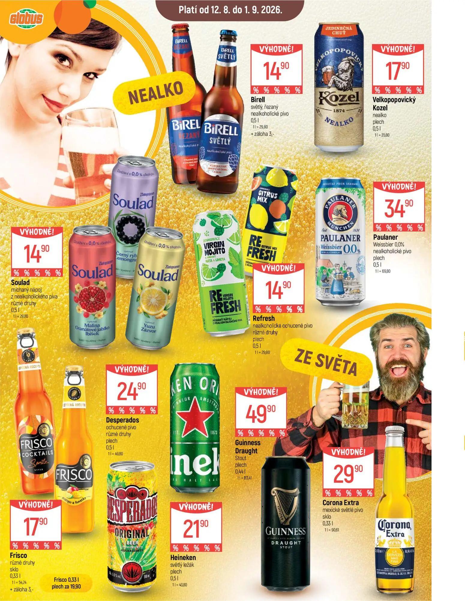 GLOBUS leták, strana 19 z 50 — Birell, Velkopopovický Kozel, Soulad