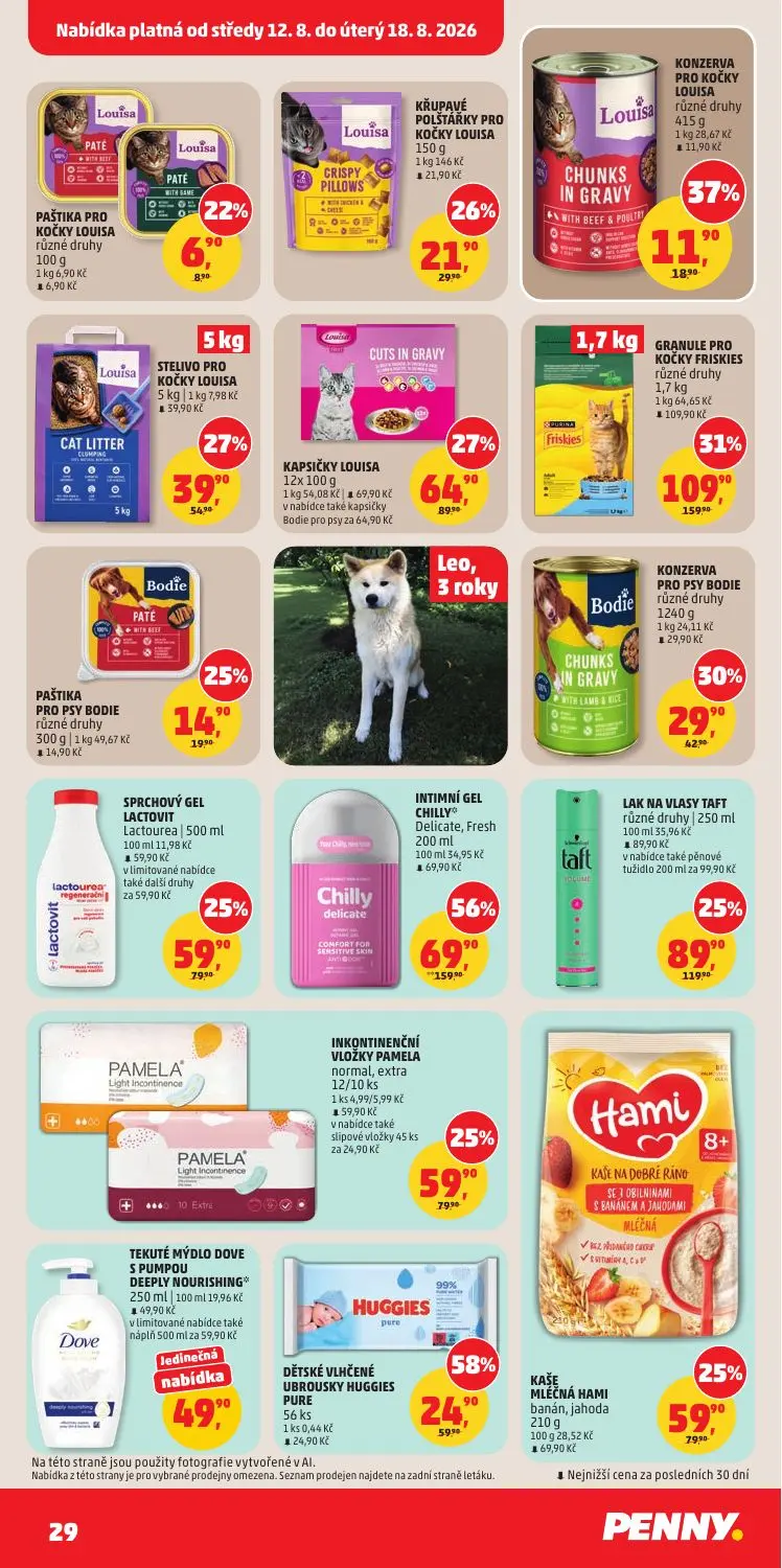 PENNY leták, strana 29 z 36 — INTIMNÍ GEL CHILLY Delicate, Fresh, DĚTSKÉ VLHČENÉ UBROUSKY HUGGIES PURE, LAK NA VLASY TAFT