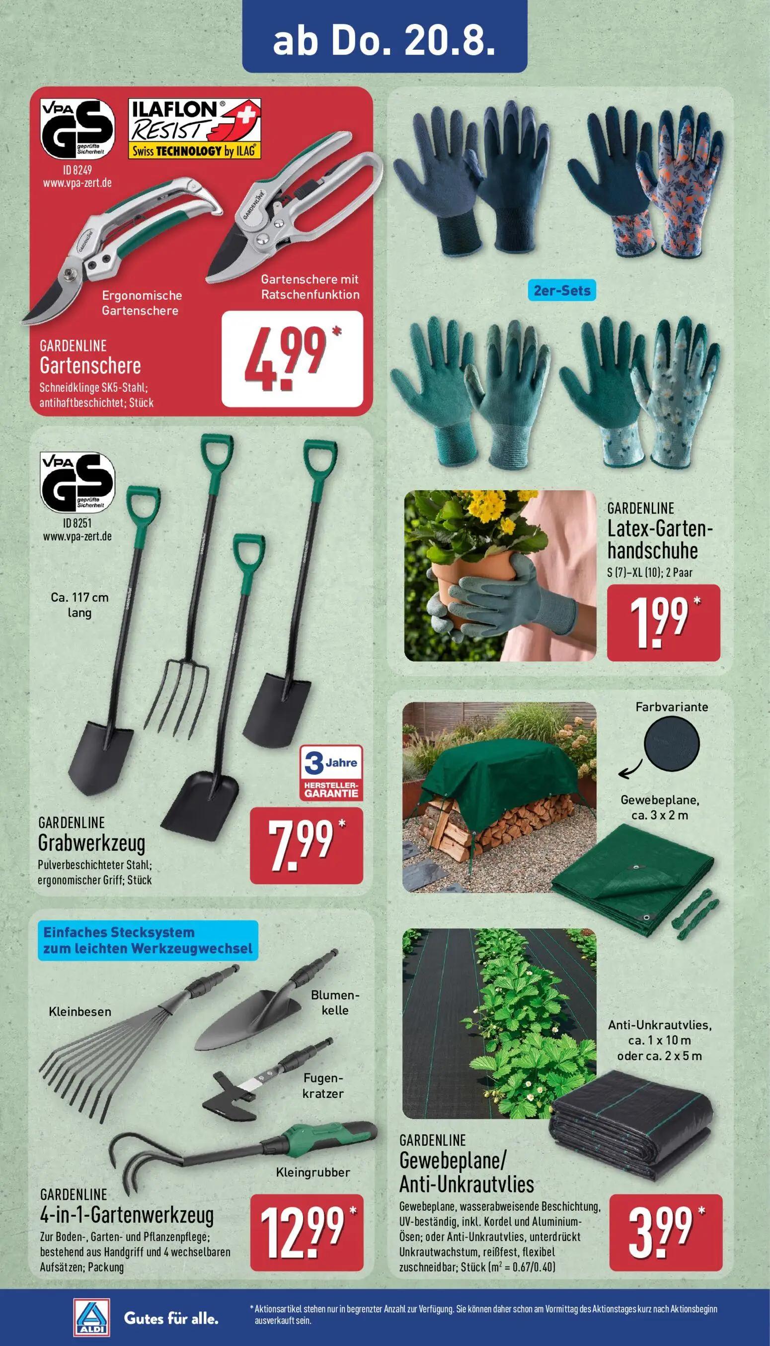 Aldi Nord Prospekt, Seite 22 von 39 — Gartenschere, Garten- handschuhe, Grabwerkzeug