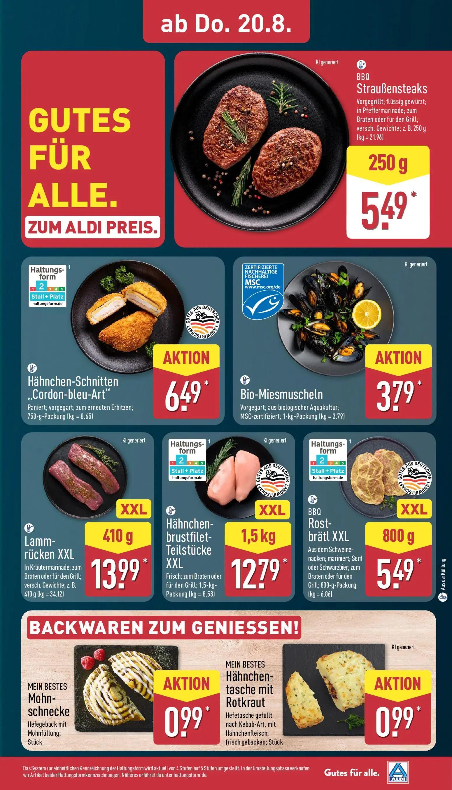 Aldi Nord Prospekt, Seite 27 von 39 — Hähnchenbrustfilet-Teilstücke XXL, BBQ Rostbrätl XXL, Mohnschnecke