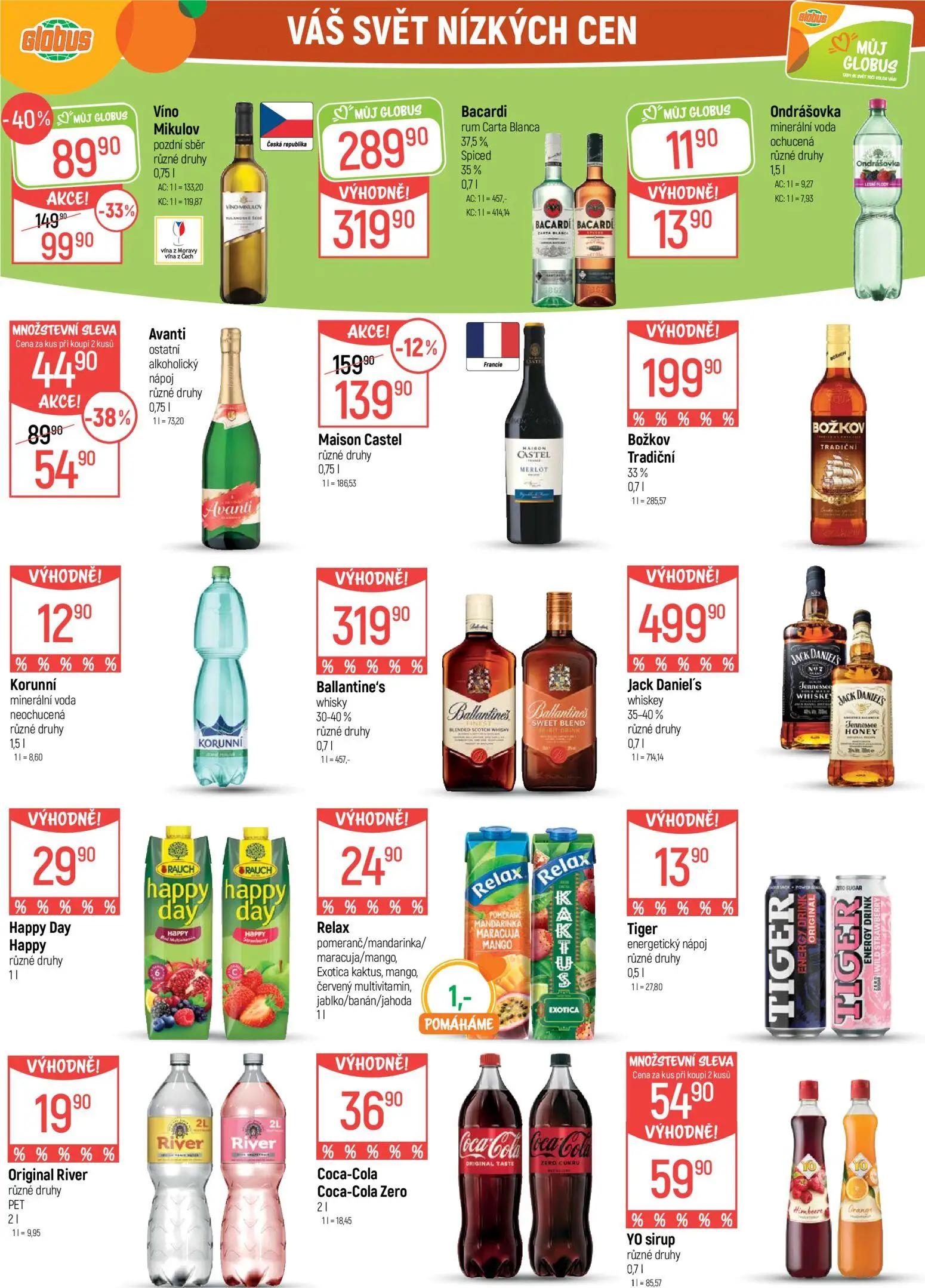 GLOBUS leták, strana 33 z 50 — Víno Mikulov, Avanti ostatní alkoholický nápoj, Bacardi