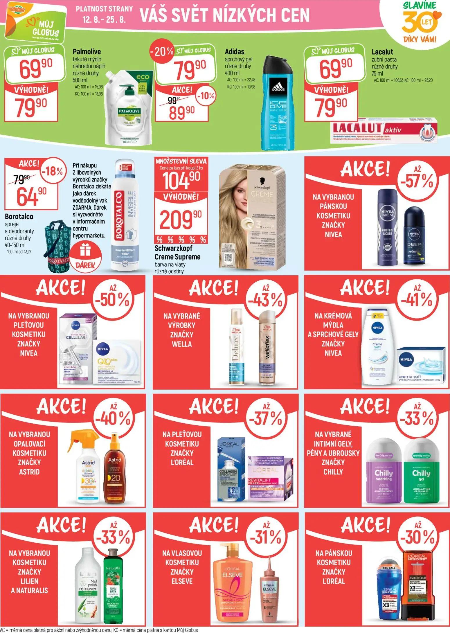 GLOBUS leták, strana 34 z 50 — Schwarzkopf Creme Supreme barva na vlasy různé odstíny, Palmolive tekuté mýdlo náhradní náplň…