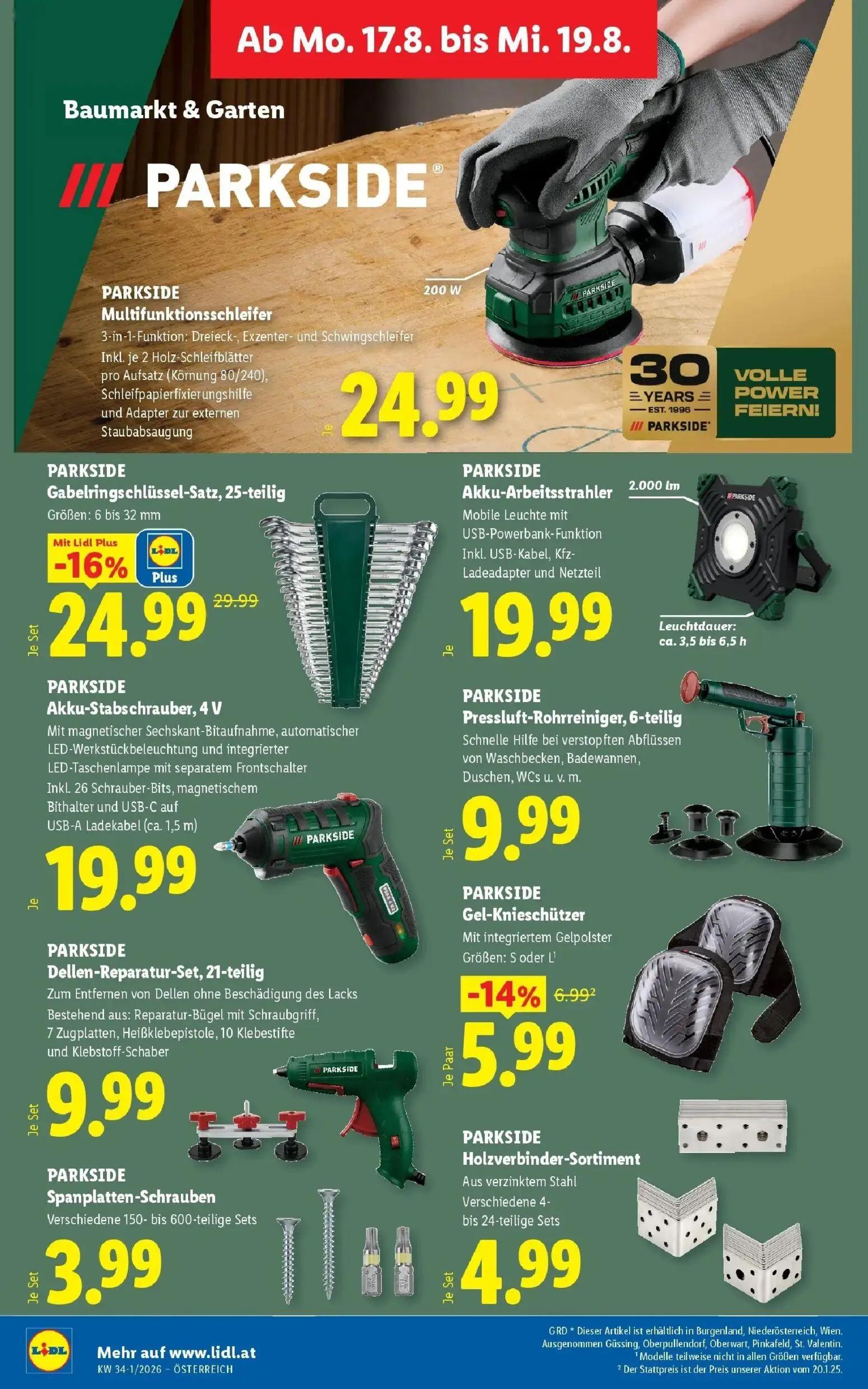 Lidl Prospekt, Seite 31 von 51 — Gabelringschlüssel-Satz, 25-teilig, Gel-Knieschützer, Multifunktionsschleifer