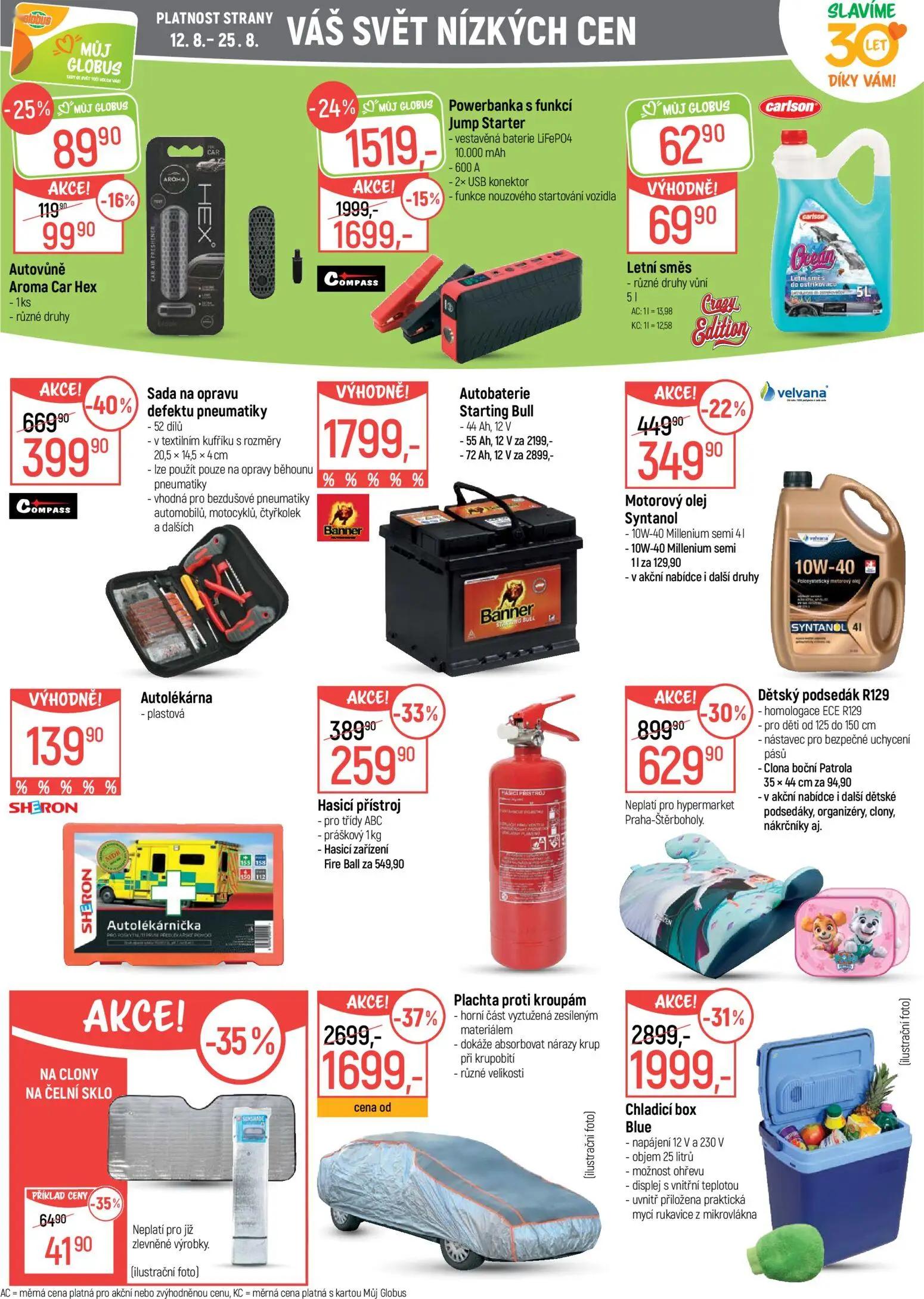 GLOBUS leták, strana 40 z 50 — Plachta proti kroupám, Chladicí box Blue, Powerbanka s funkcí Jump Starter