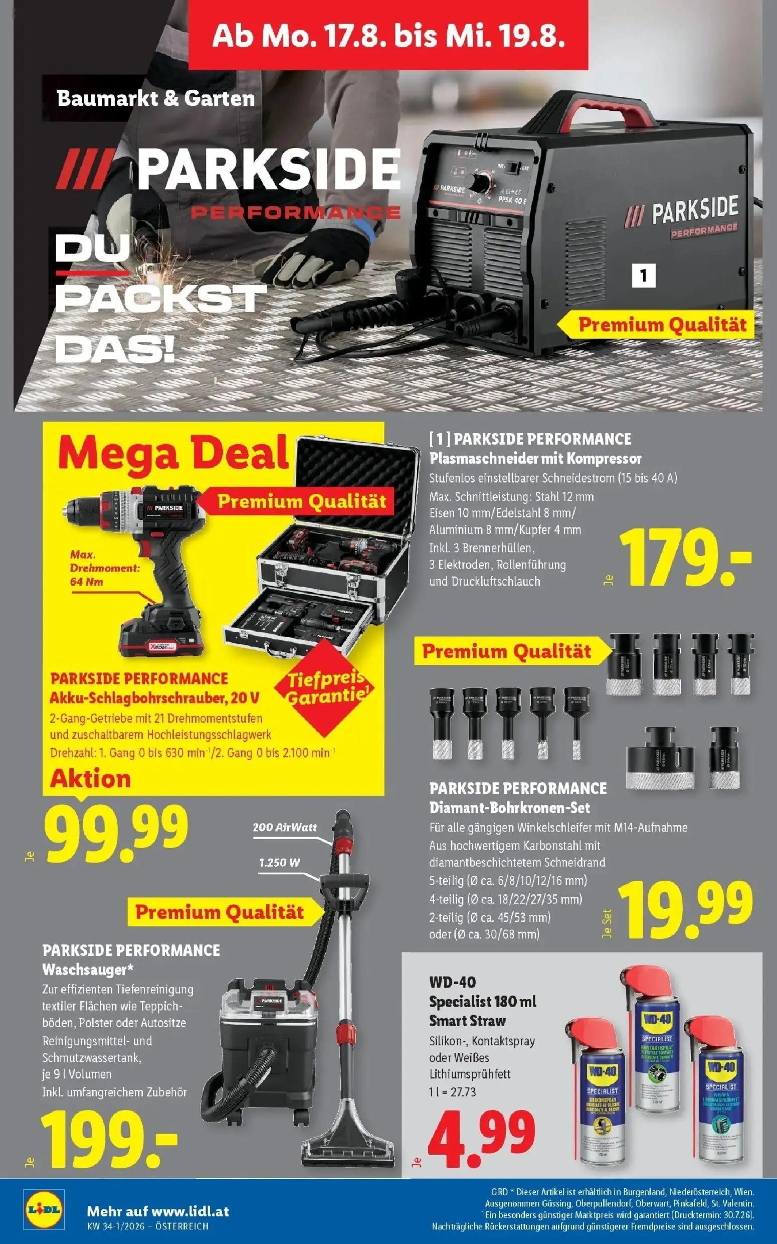Lidl Prospekt, Seite 33 von 51 — PARKSIDE PERFORMANCE Plasmaschneider mit Kompressor, PARKSIDE PERFORMANCE Akku-Schlagbohrsc…