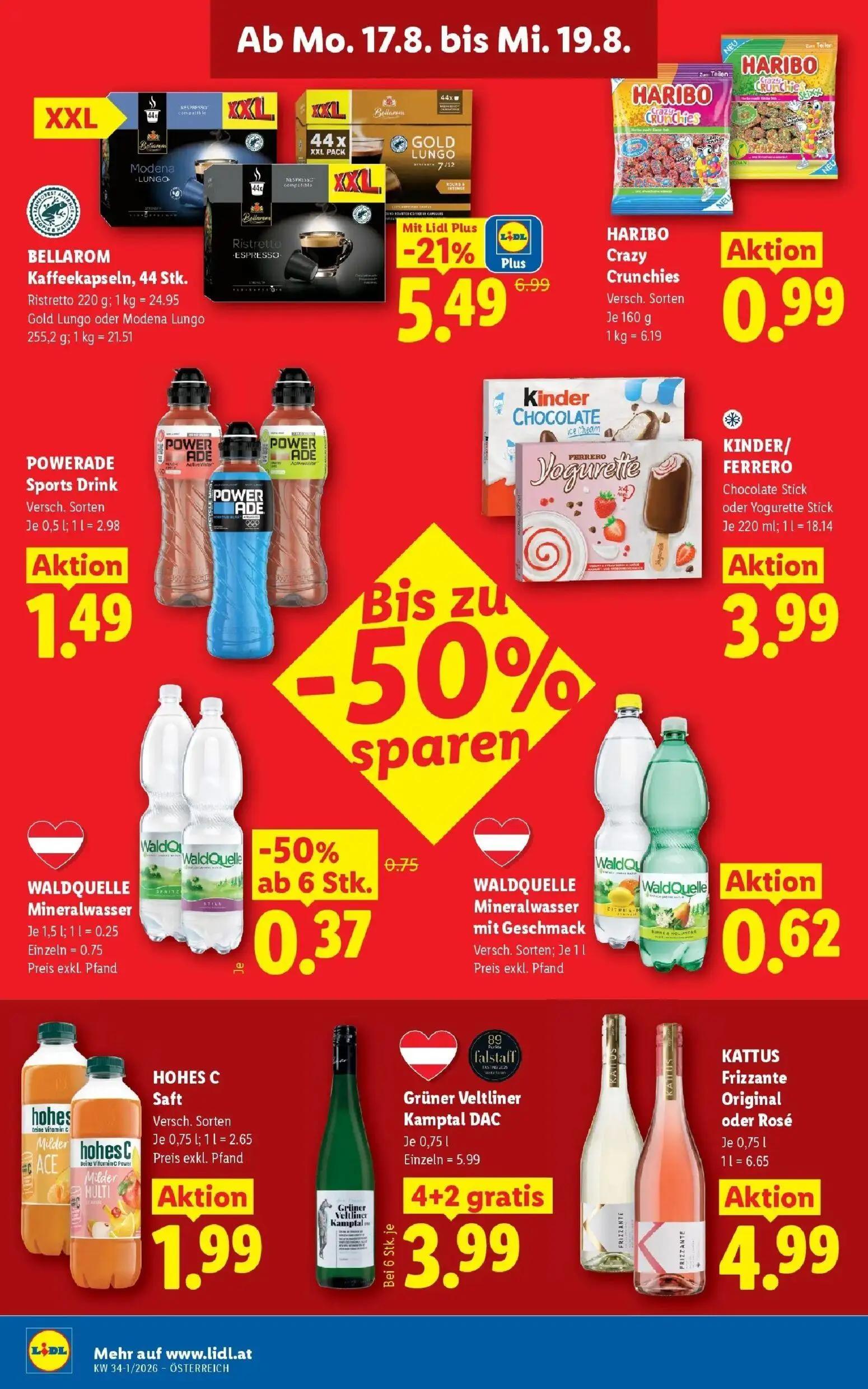 Lidl Prospekt, Seite 43 von 51 — BELLAROM Kaffeekapseln, HARIBO Crazy Crunchies, KINDER/FERRERO Chocolate Stick oder Yoguret…