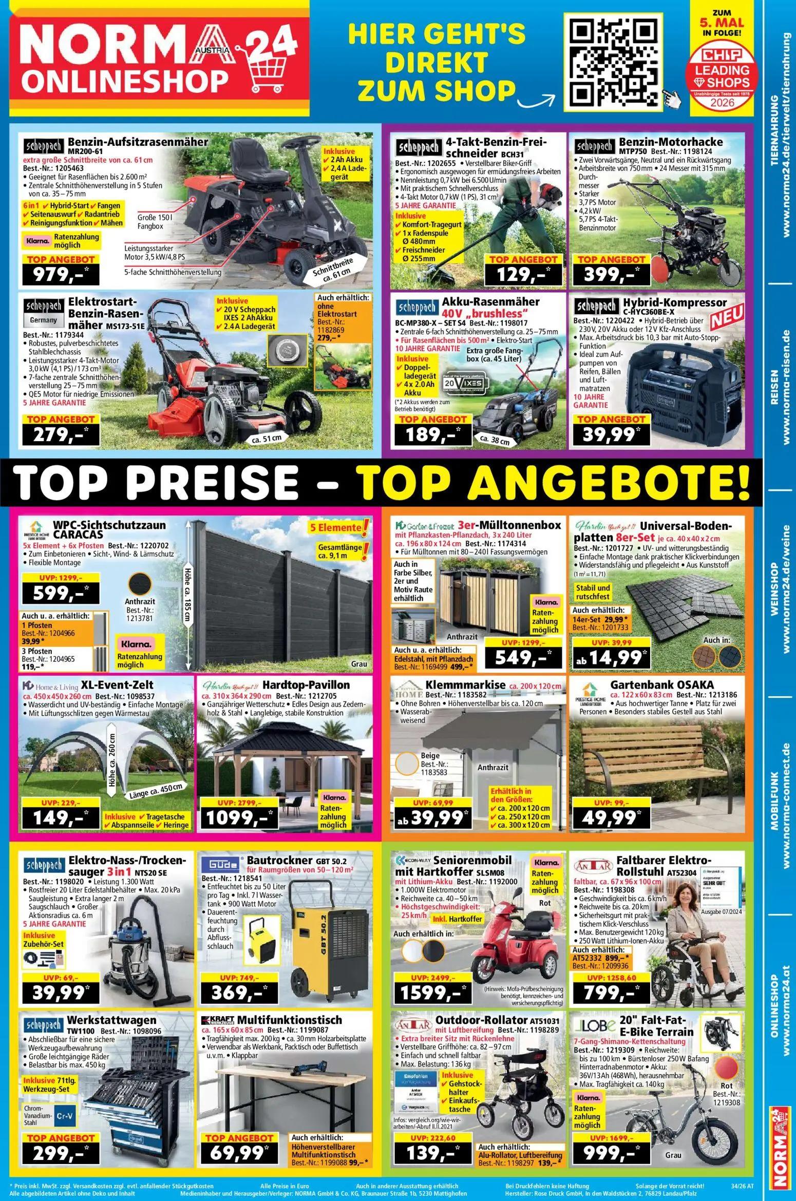 Norma Prospekt, Seite 17 von 18 — Hardtop-Pavillon, ECON-WAY Seniorenmobil mit Hartkoffer SLSM08, Garten & Freizeit 3er-Müll…
