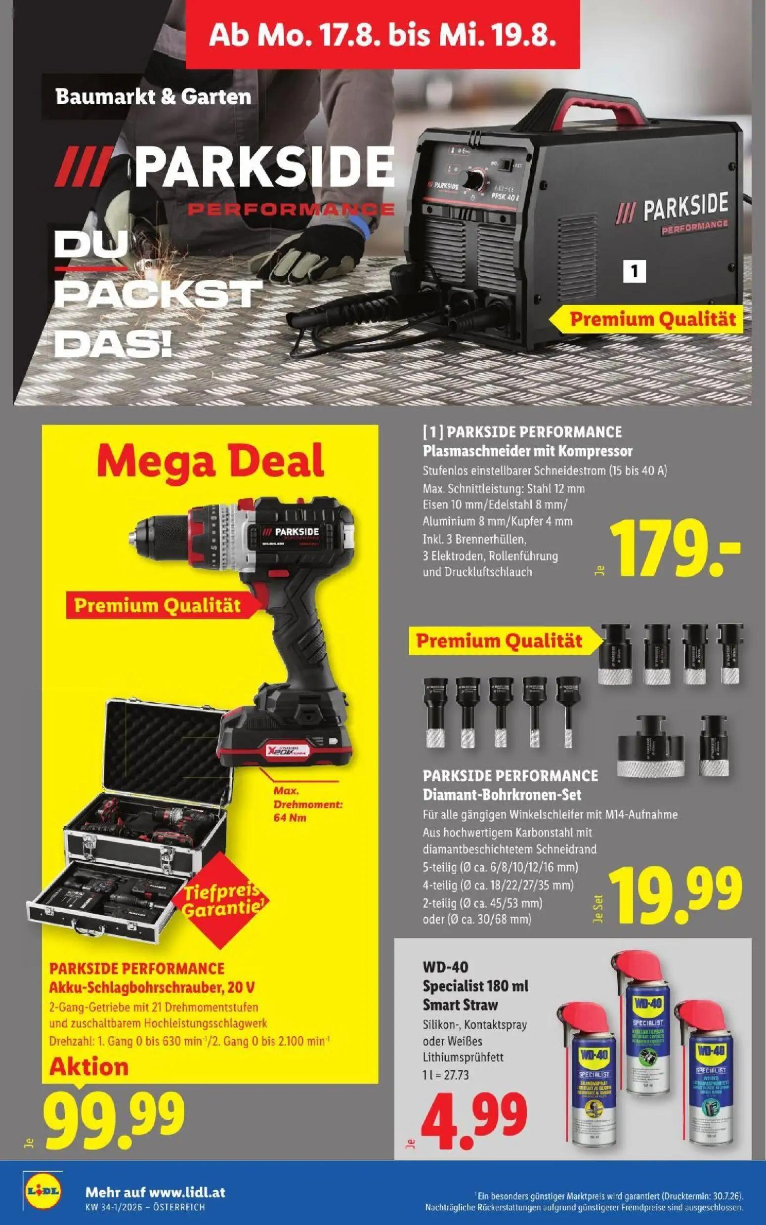 Lidl Prospekt, Seite 33 von 51 — PARKSIDE PERFORMANCE Plasmaschneider mit Kompressor, PARKSIDE PERFORMANCE Akku-Schlagbohrsc…