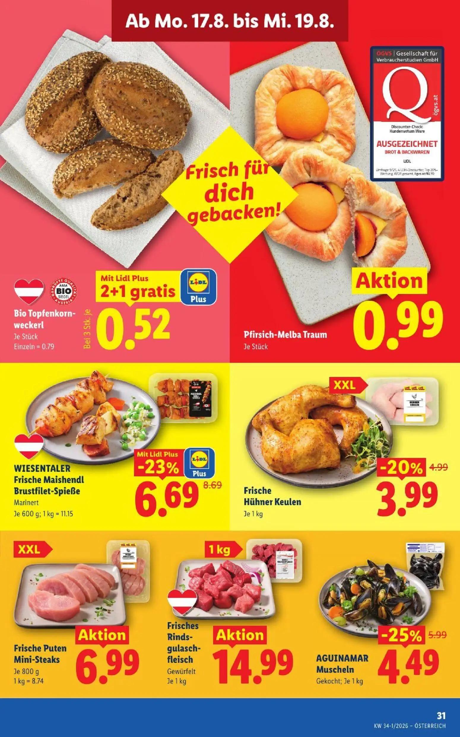 Lidl Prospekt, Seite 40 von 51 — WIESENTALER Frische Maishendl Brustfilet-Spieße, Frische Hühner Keulen, Frische Puten Mini-…
