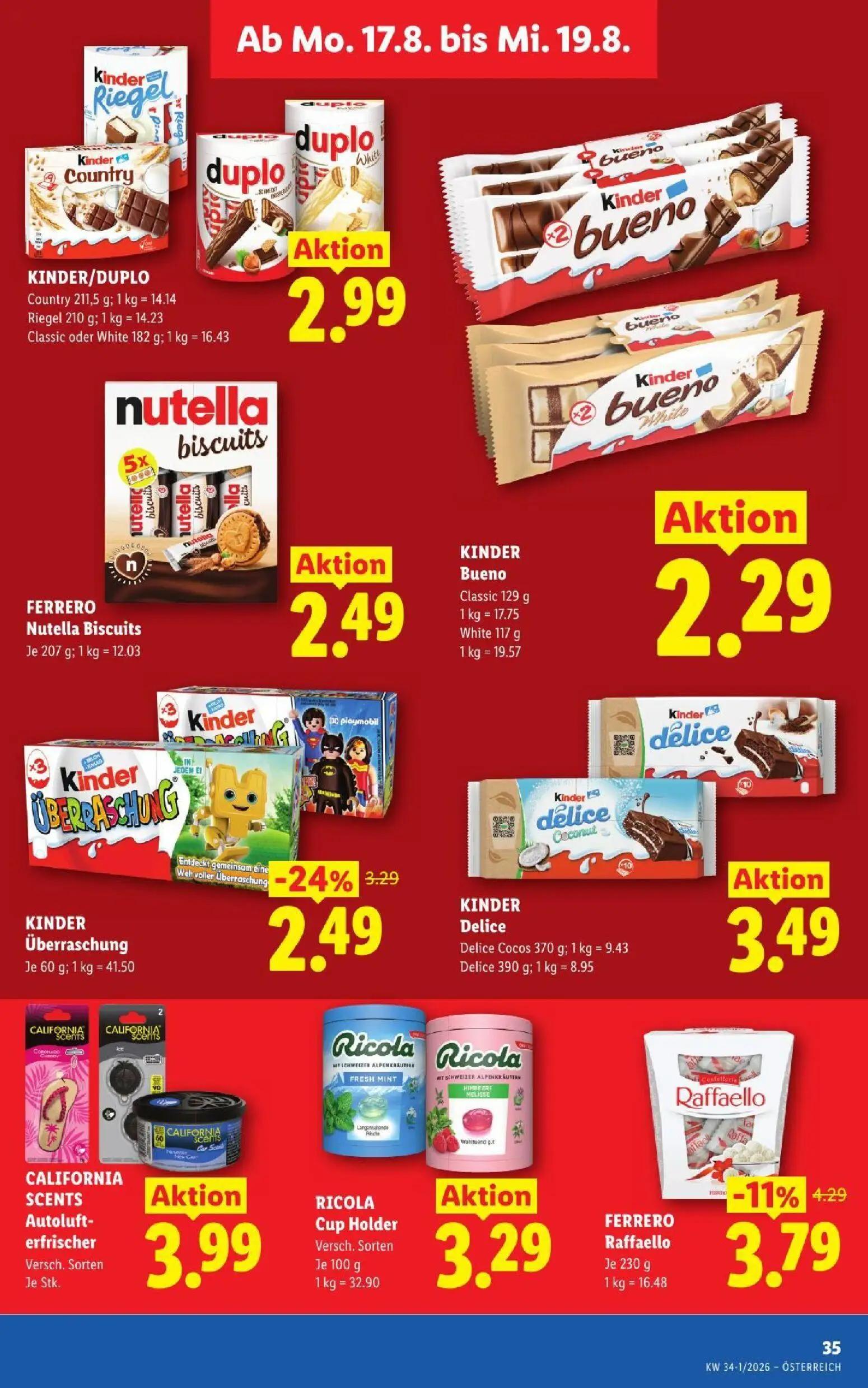 Lidl Prospekt, Seite 44 von 51 — KINDER Überraschung, FERRERO Raffaello, KINDER/DUPLO