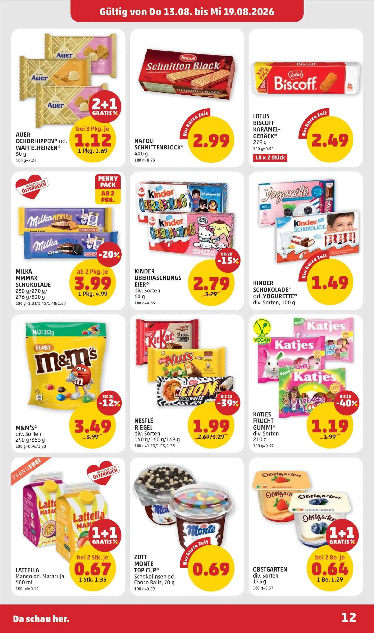 PENNY Prospekt, Seite 12 von 32 — KATJES FRUCHT- GUMMI*, LATTELLA Mango od. Maracuja, M&M'S*