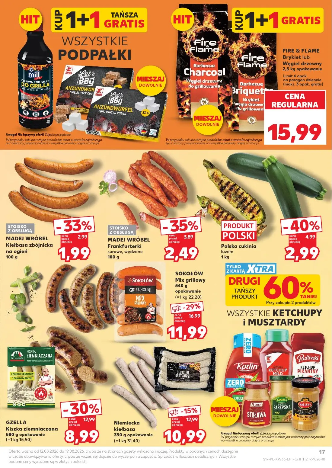 Kaufland gazetka, strona 17 z 64 — Madej Wróbel Kiełbasa zbójnicka na ogień, Fire & Flame Barbecue Charcoal