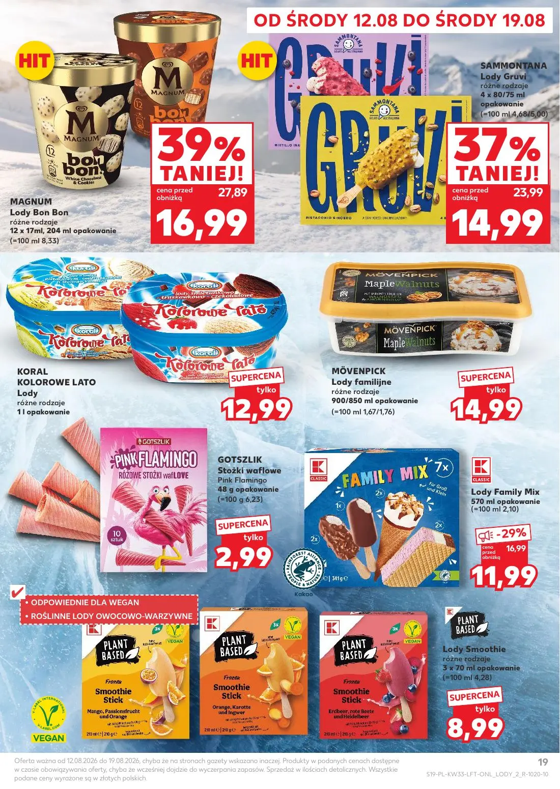 Kaufland gazetka, strona 19 z 64 — MAGNUM Lody Bon Bon, SAMMONTANA Lody Gruvi, Lody Family Mix