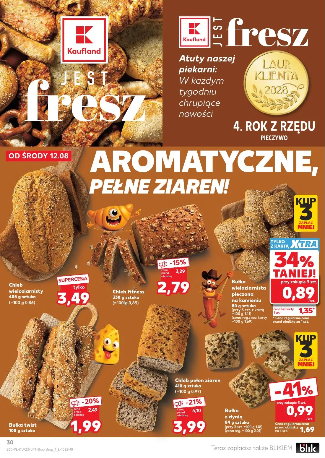 Kaufland gazetka, strona 30 z 64 — Chleb pełen ziaren, Bułka z dynią, Chleb fitness