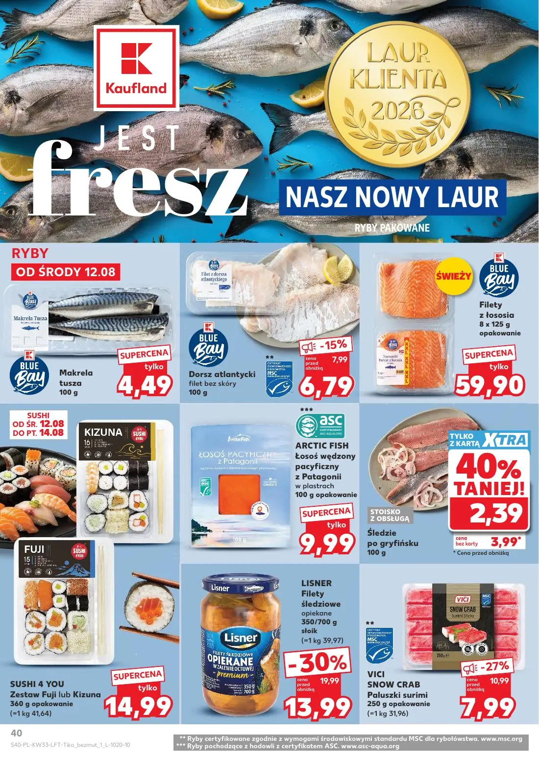 Kaufland gazetka, strona 40 z 64 — LISNER Filety śledziowe opiekane, Śledzie po gryfińsku, Dorsz atlantycki filet bez skóry