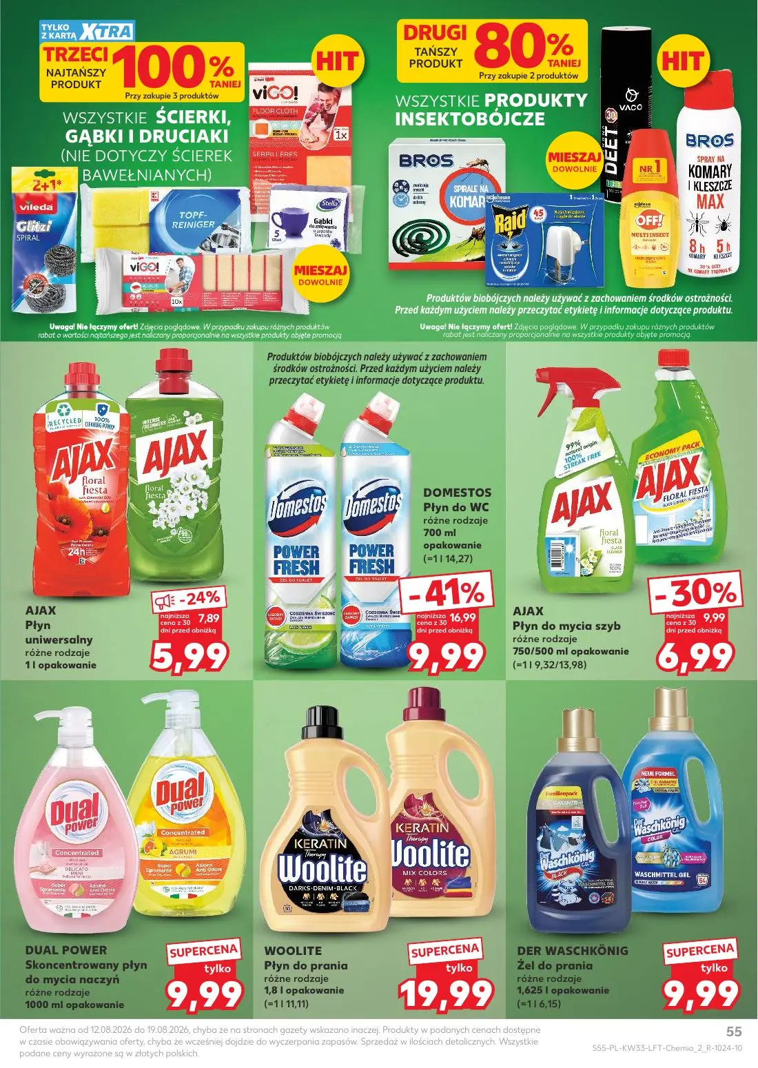 Kaufland gazetka, strona 55 z 64 — DOMESTOS Płyn do WC, AJAX Płyn do mycia szyb, AJAX Płyn uniwersalny