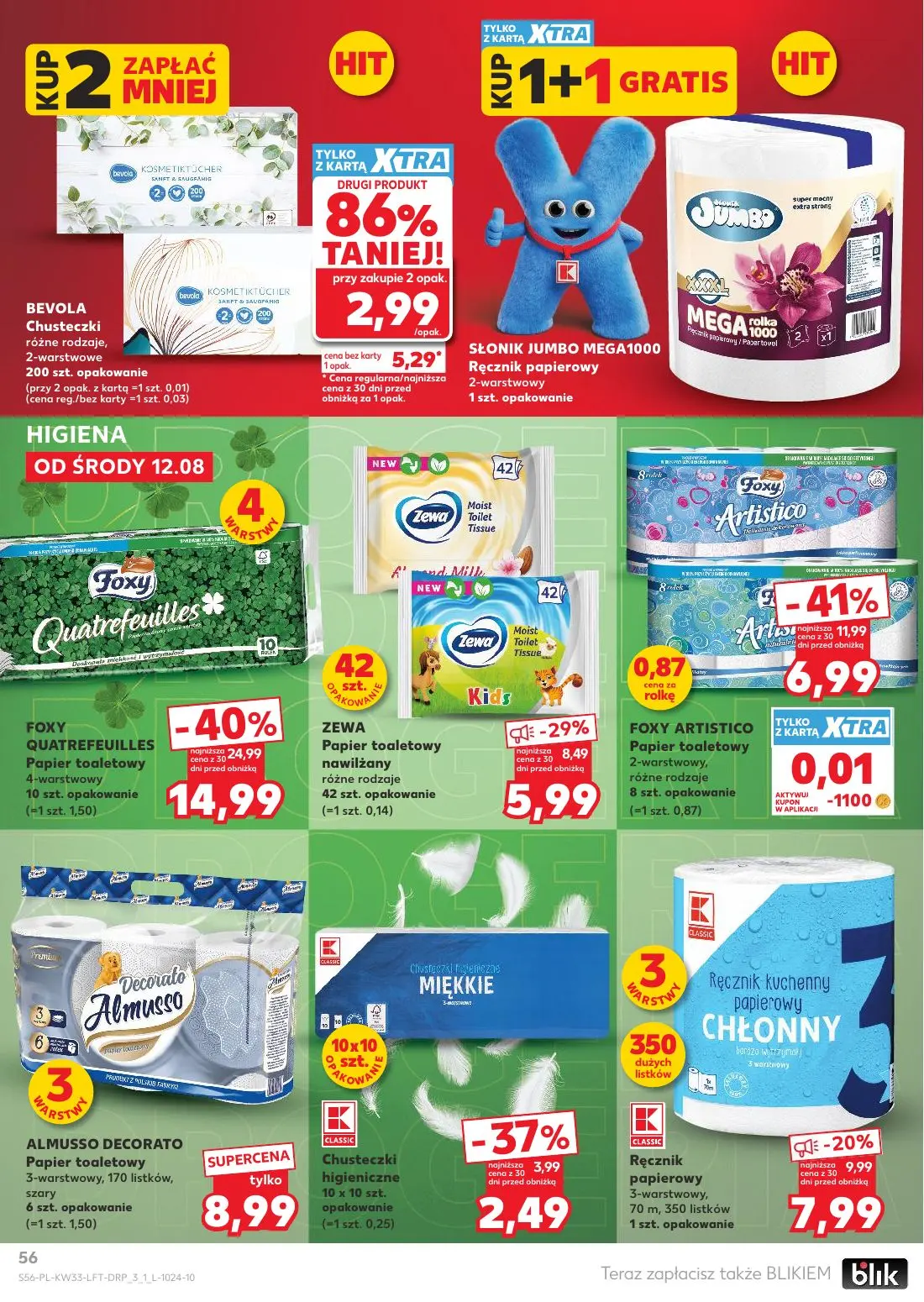 Kaufland gazetka, strona 56 z 64 — FOXY QUATREFEUILLES Papier toaletowy, ZEWA Papier toaletowy nawilżany, Ręcznik papierowy