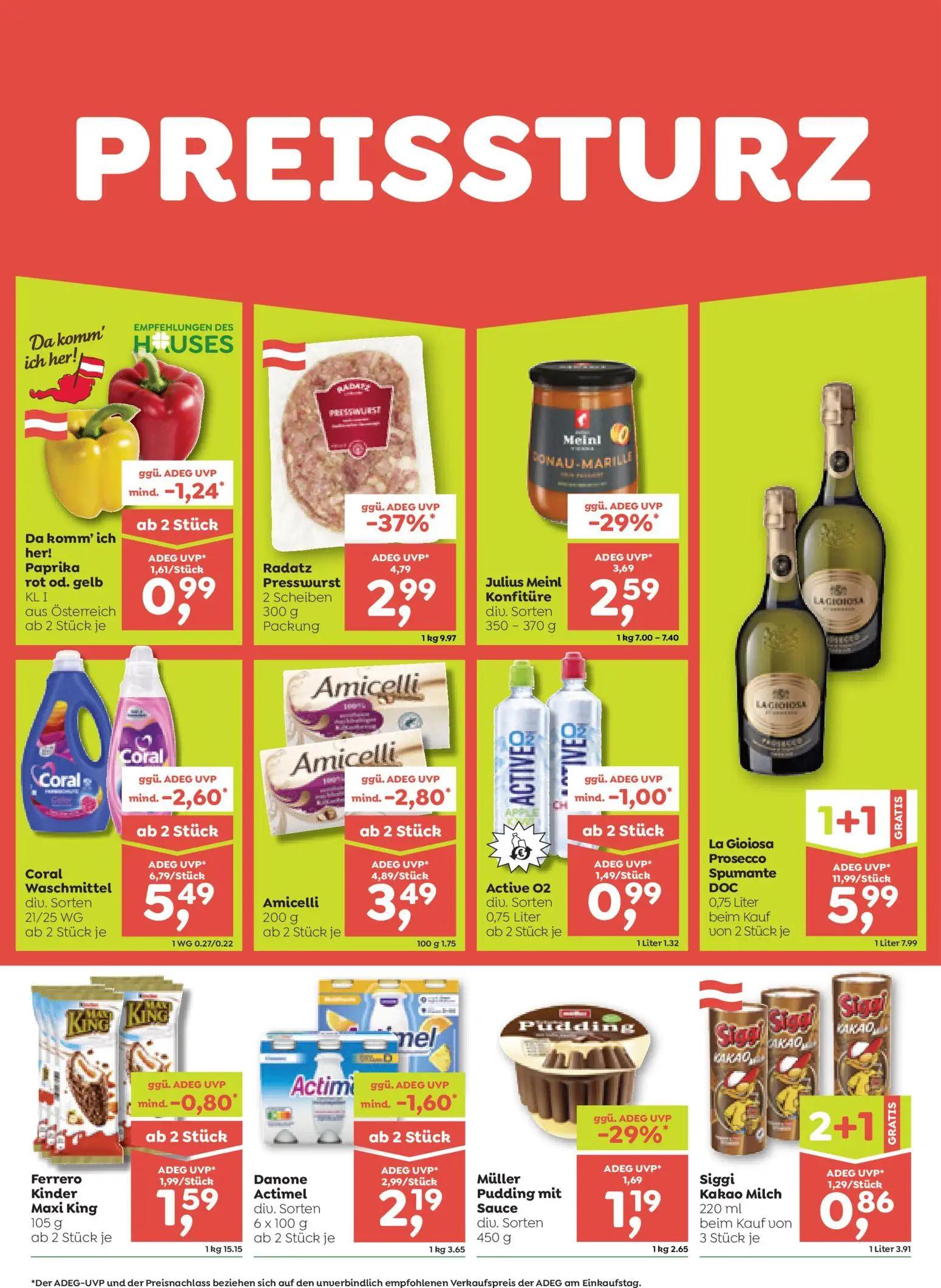 ADEG Prospekt, Seite 2 von 8 — La Gioiosa Prosecco Spumante DOC, Radatz Presswurst, Amicelli