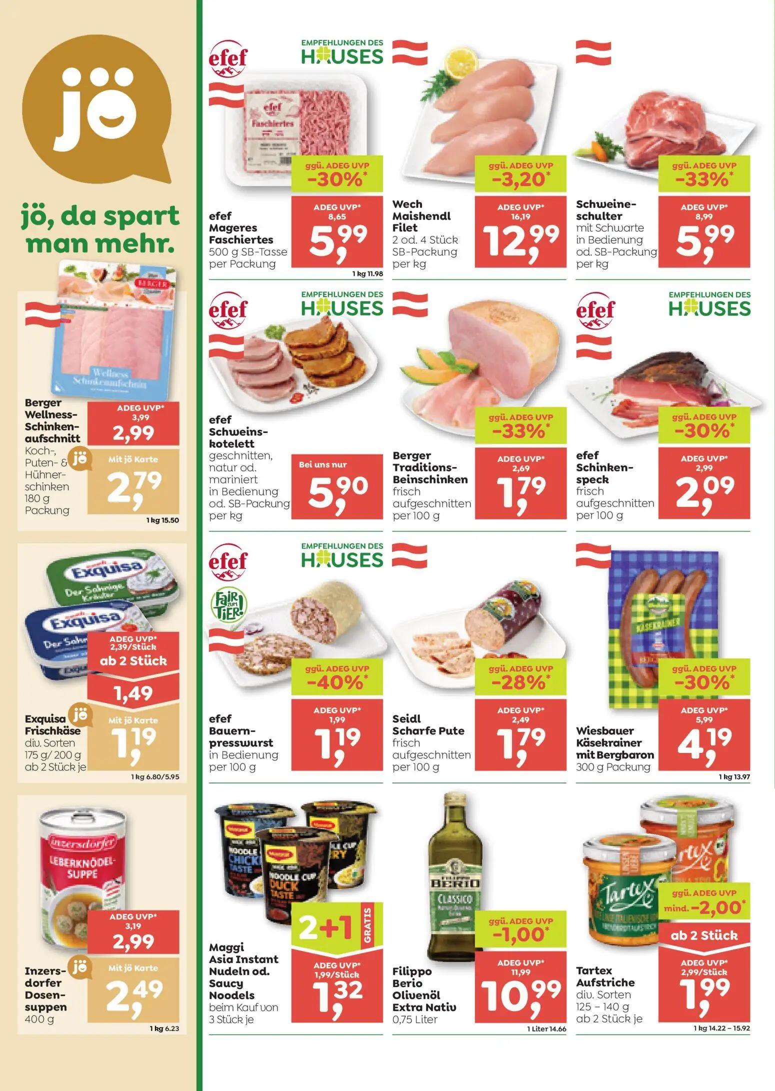 ADEG Prospekt, Seite 4 von 8 — Wech Maishendl Filet, Schweine- schulter, efef Mageres Faschiertes