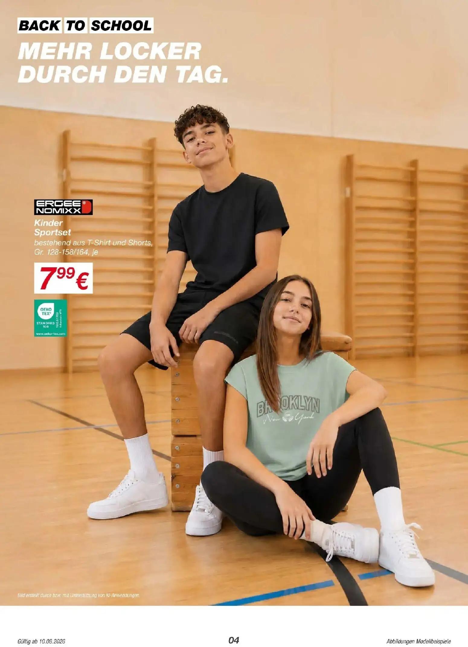 Lidl Prospekt, Seite 4 von 23 — Kinder Sportset bestehend aus T-Shirt und Shorts, Gr. 128-158/164, je