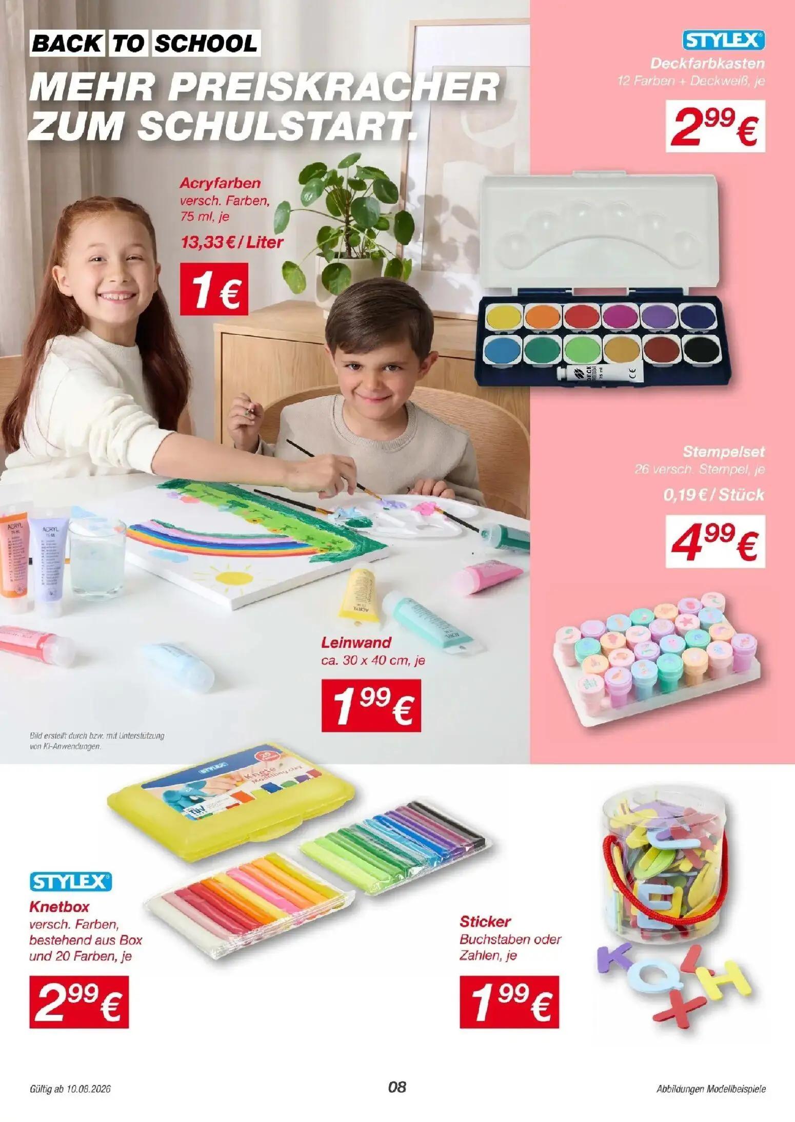 MPREIS Prospekt, Seite 8 von 23 — Acryfarben, Deckfarbkasten, Leinwand